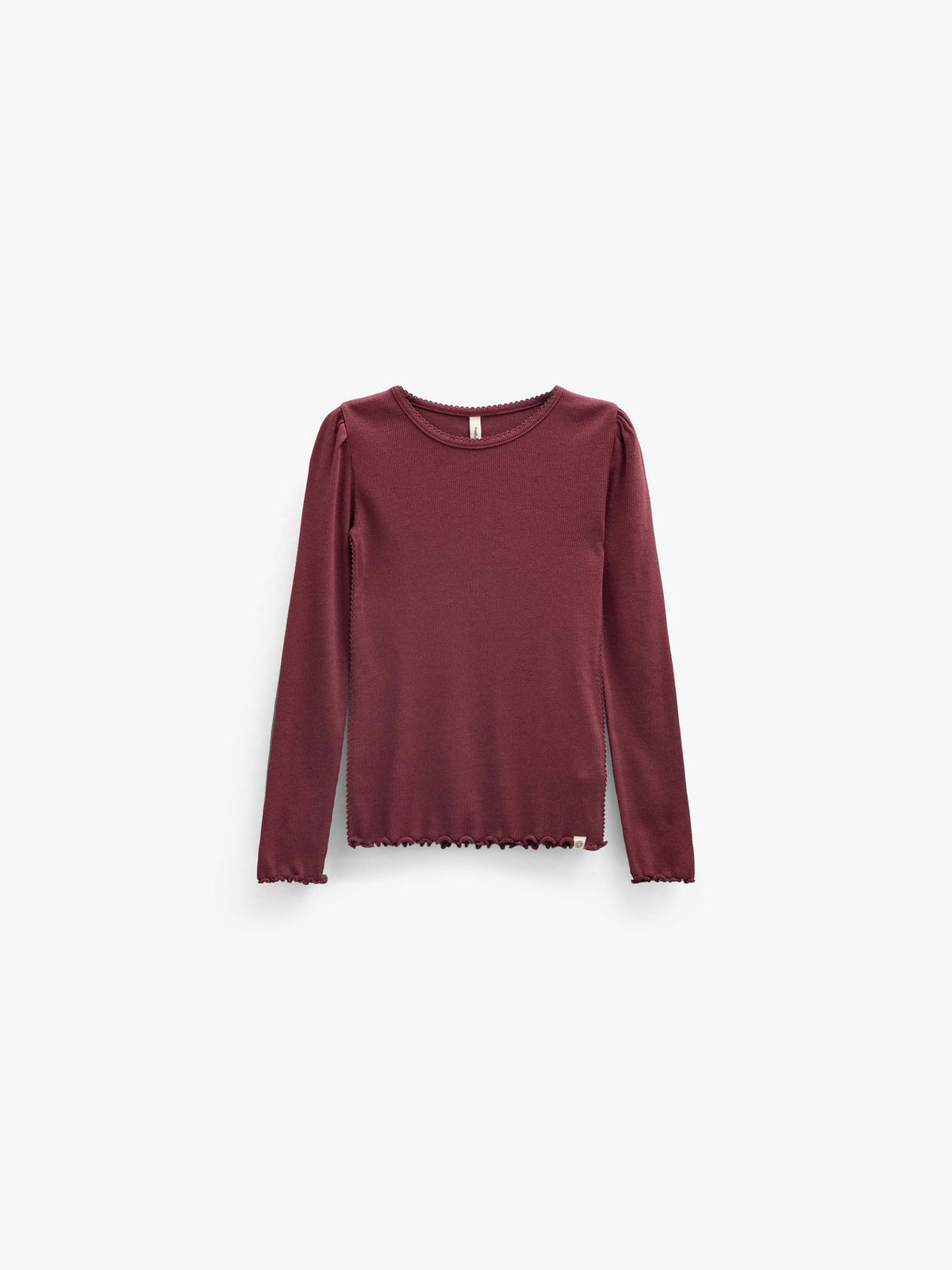 Ribbed Modal-Blend Long-Sleeve T-Shirt - Kids - Bordeaux | 101561 Lottie