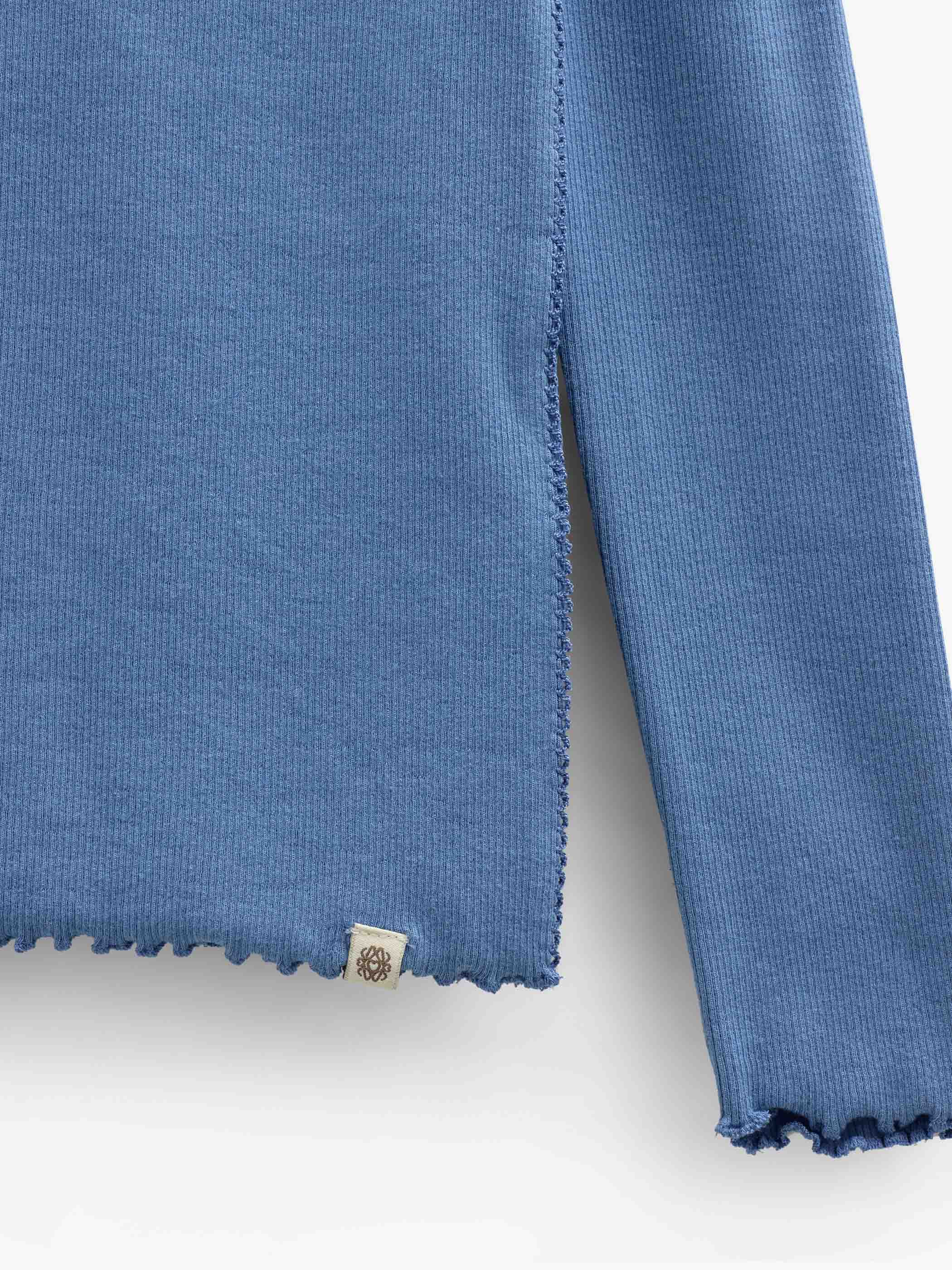 Ribbed Modal-Blend Long-Sleeve T-Shirt - Kids - Dusty Blue | 101563 Lottie