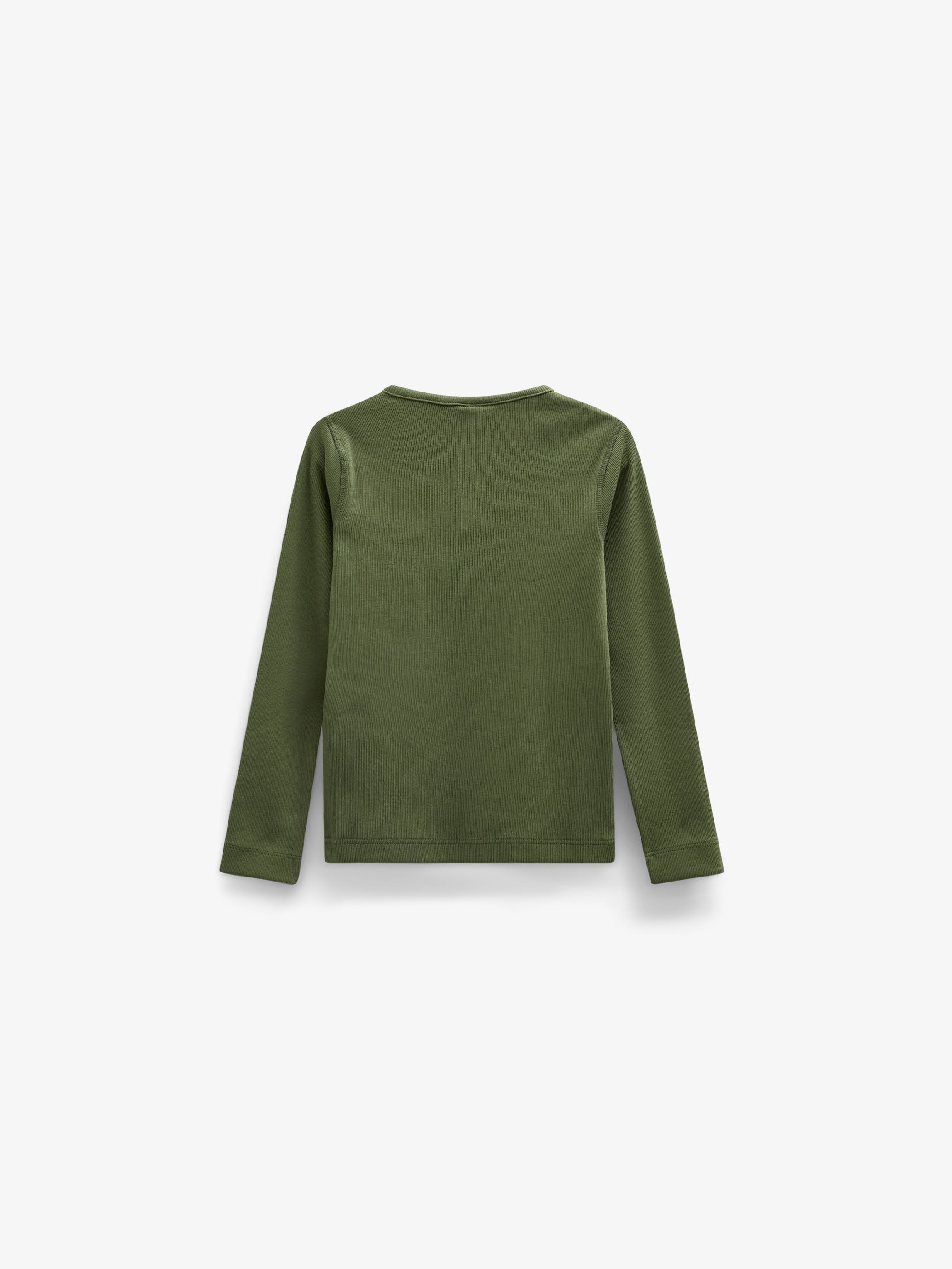 Ribbed Long-Sleeve Henley T-Shirt - Kids - Moss Green | 101593 Conrad