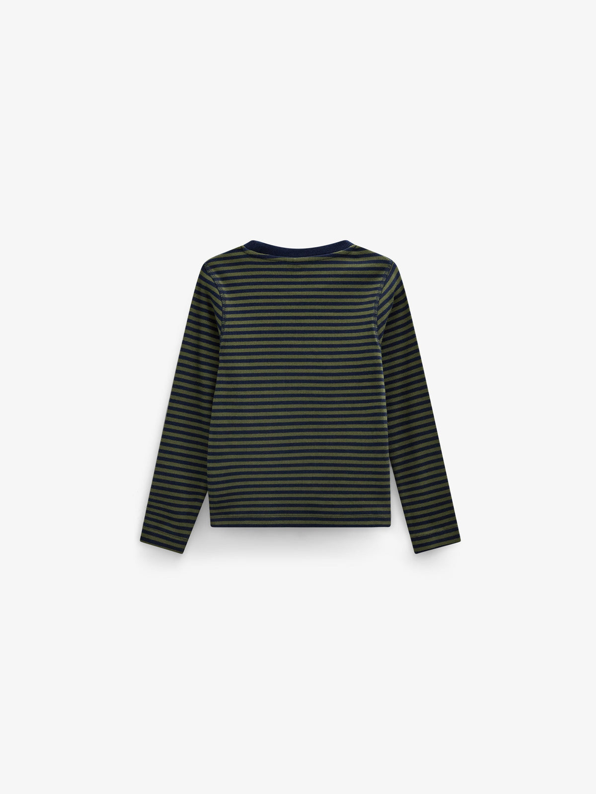 Ribbed Long-Sleeve T-Shirt - Kids - Moss Green/Navy Stripe | 101601 Conrad
