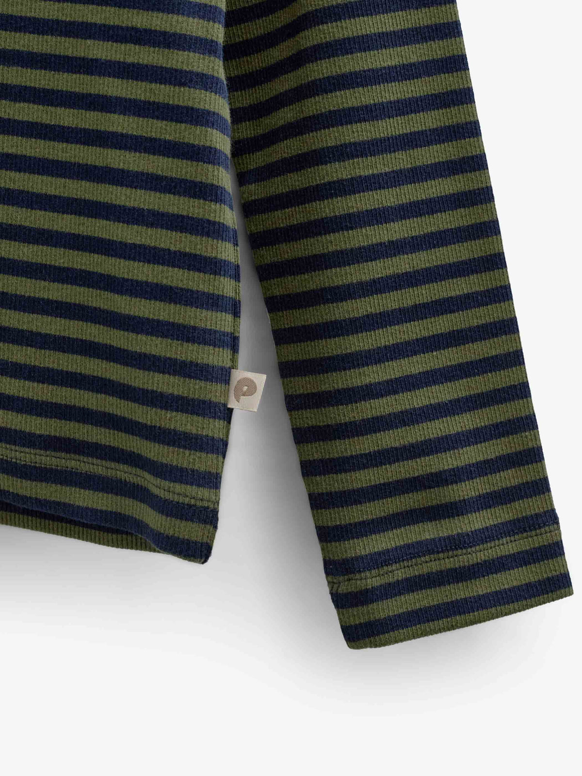 Ribbed Long-Sleeve T-Shirt - Kids - Moss Green/Navy Stripe | 101601 Conrad