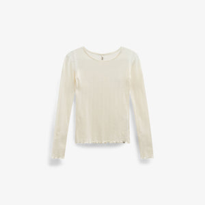 Long-Sleeve Cotton-Modal Pointelle T-Shirt - Kids - Offwhite | 101608 Ruby