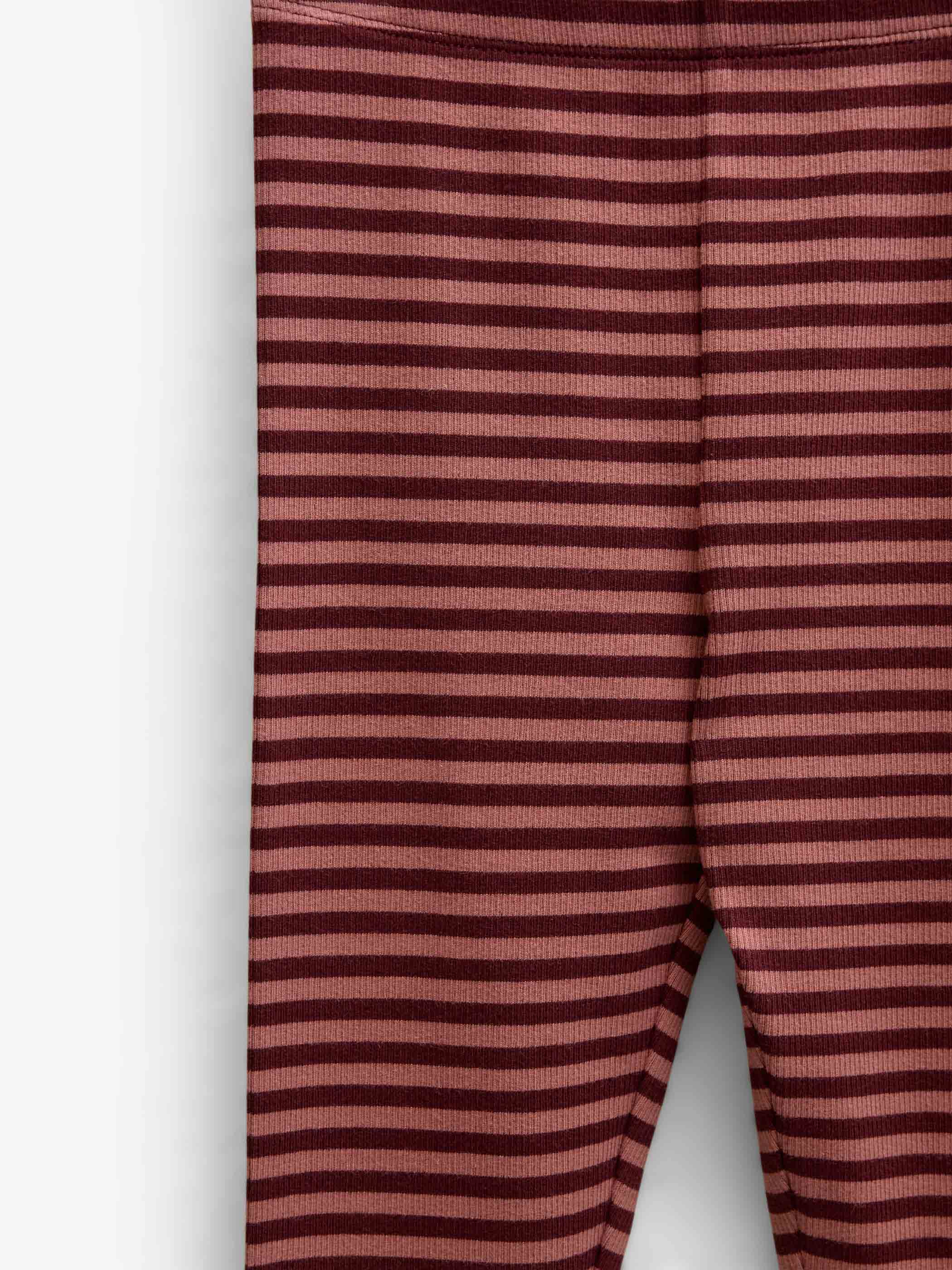 Striped Rib Leggings - Kids - Dusty Rose/Bordeaux | 101612 Gloria