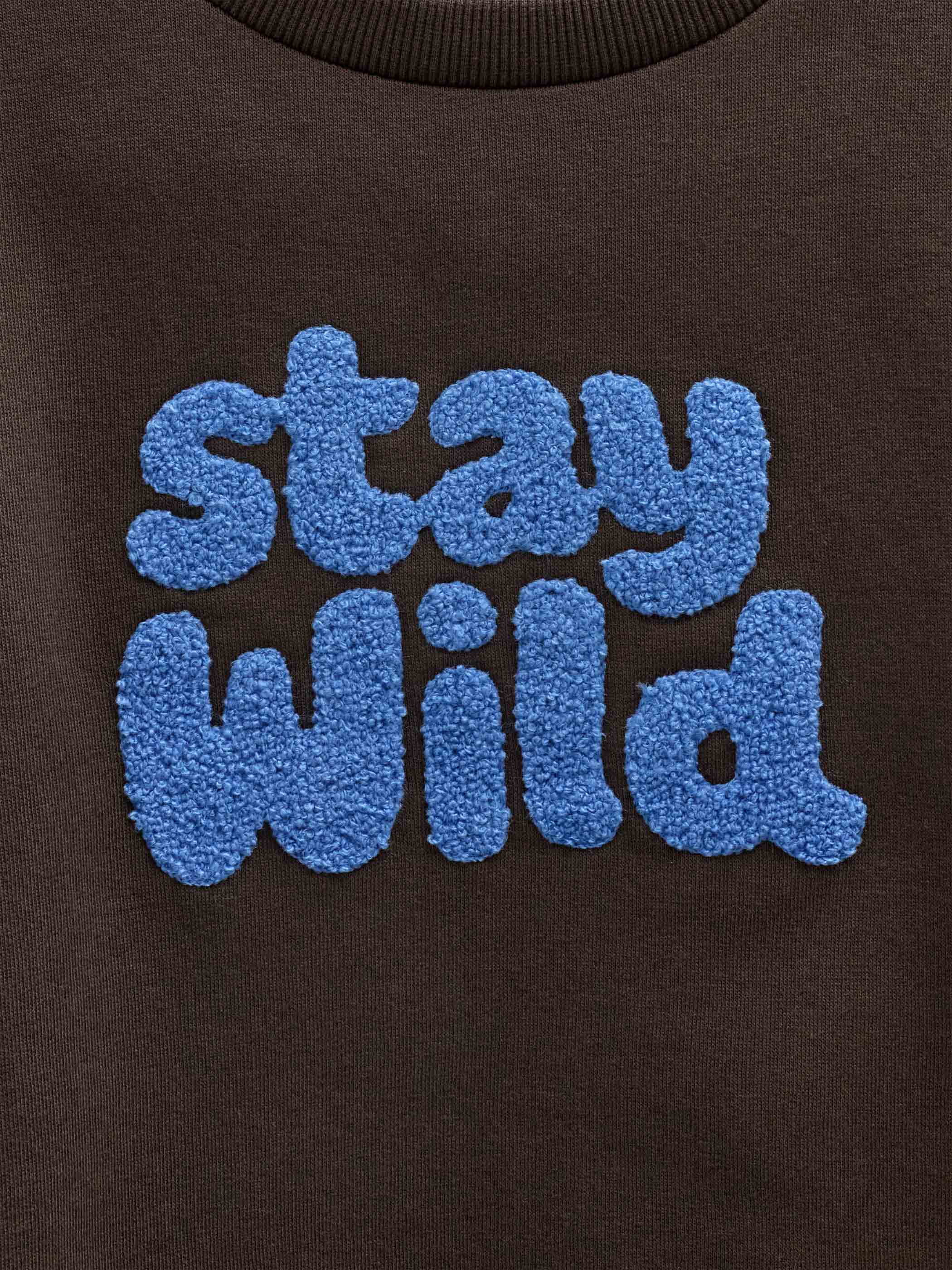 Front Print Crew Neck Sweatshirt - Kids - Dark Brown | 101622 Joel