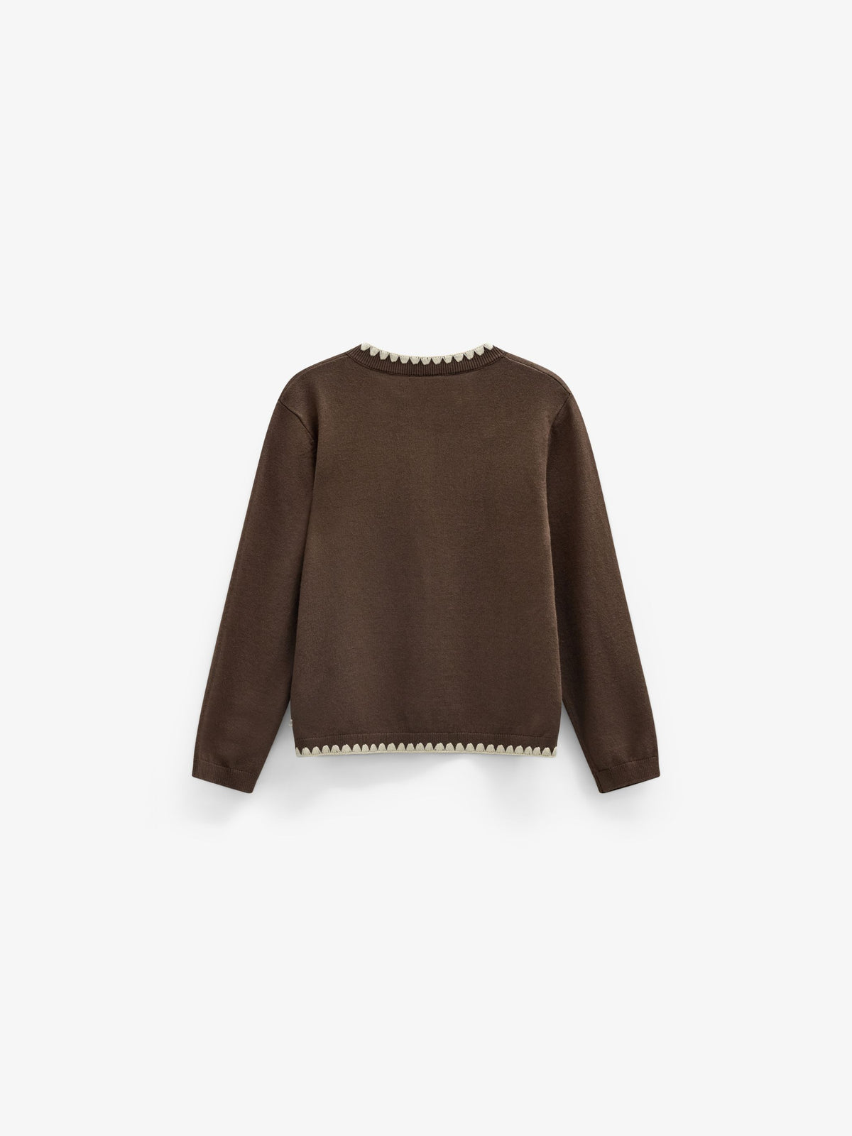 Contrast Stitch Cardigan - Tween - Brown/Offwhite | 101633 Lia