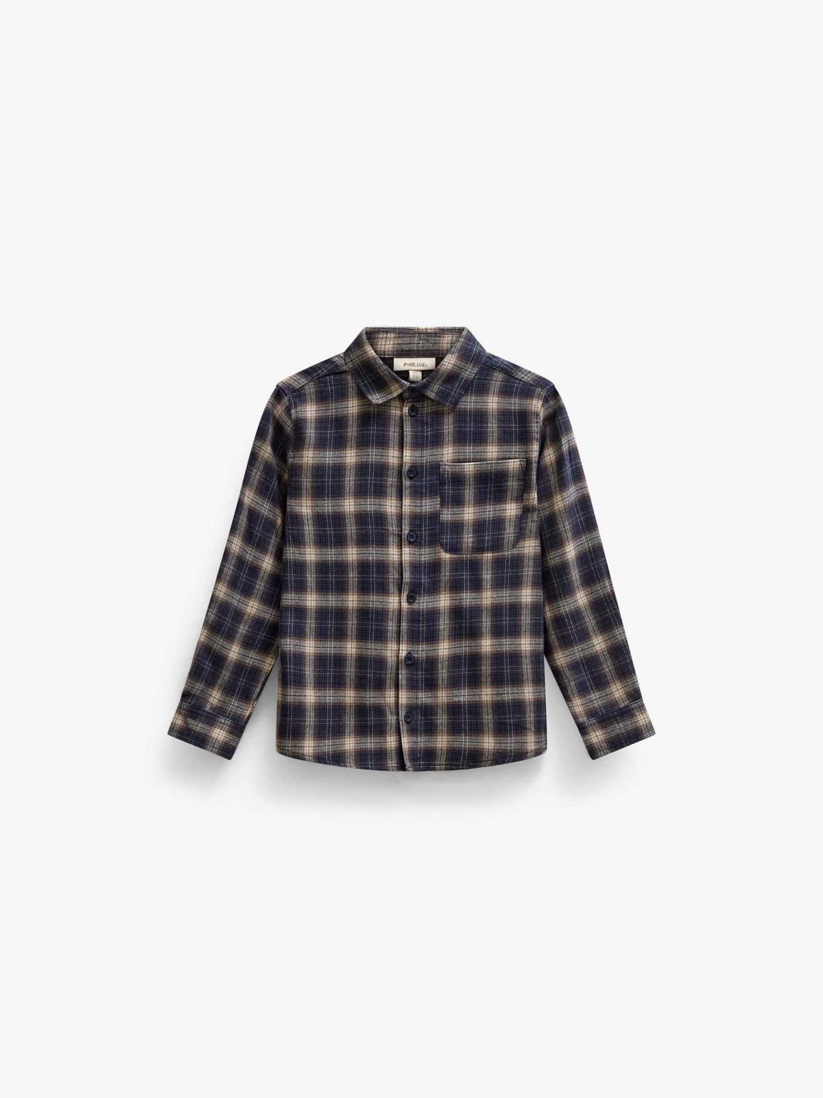 Checked Flannel Shirt - Tween - Navy/Beige | 101650 Edwin