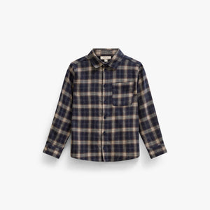 Checked Flannel Shirt - Kids - Navy/Beige | 101649 Edwin