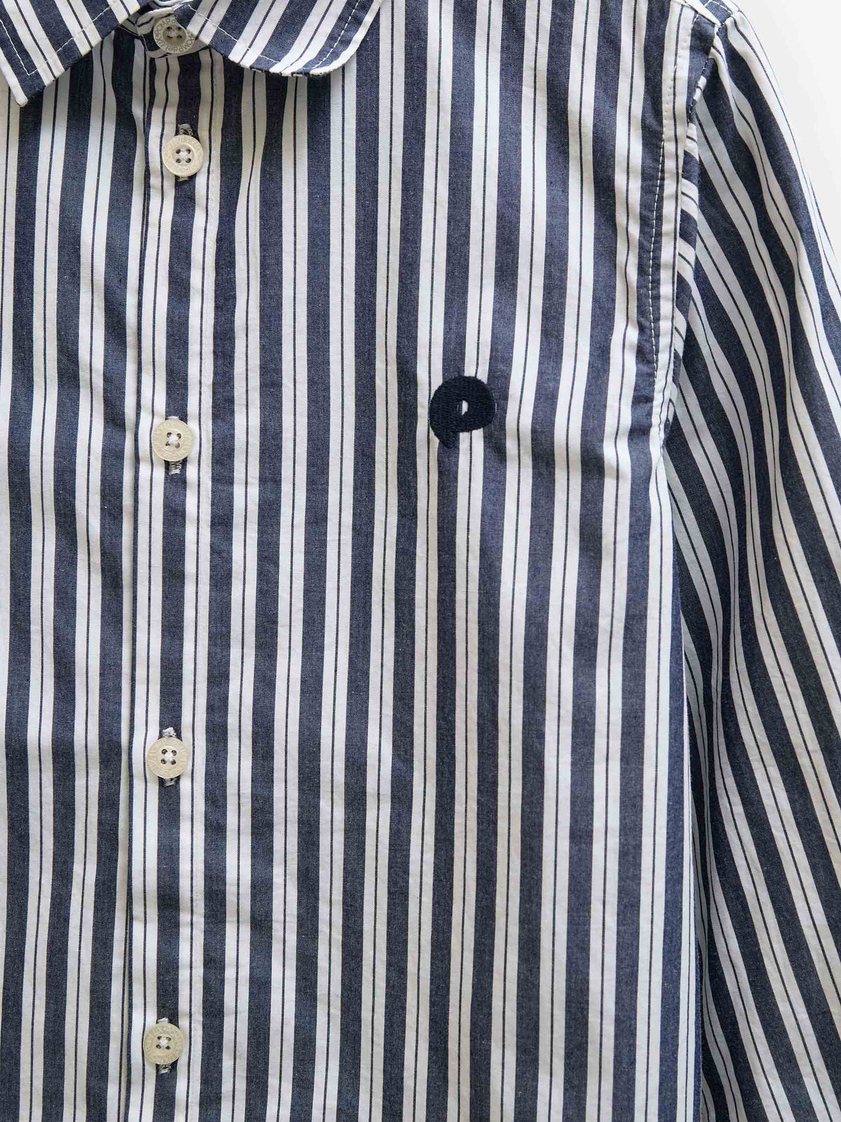 Striped Cotton Shirt - Kids - Navy Stripe | 101653 Milo