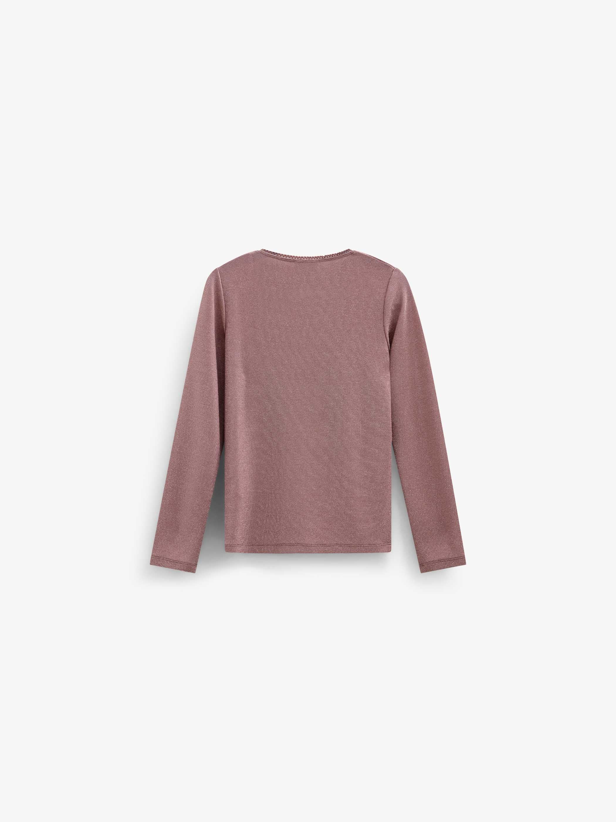 Long-Sleeve Lurex T-Shirt - Kids - Dusty Rose | 101665 Helen