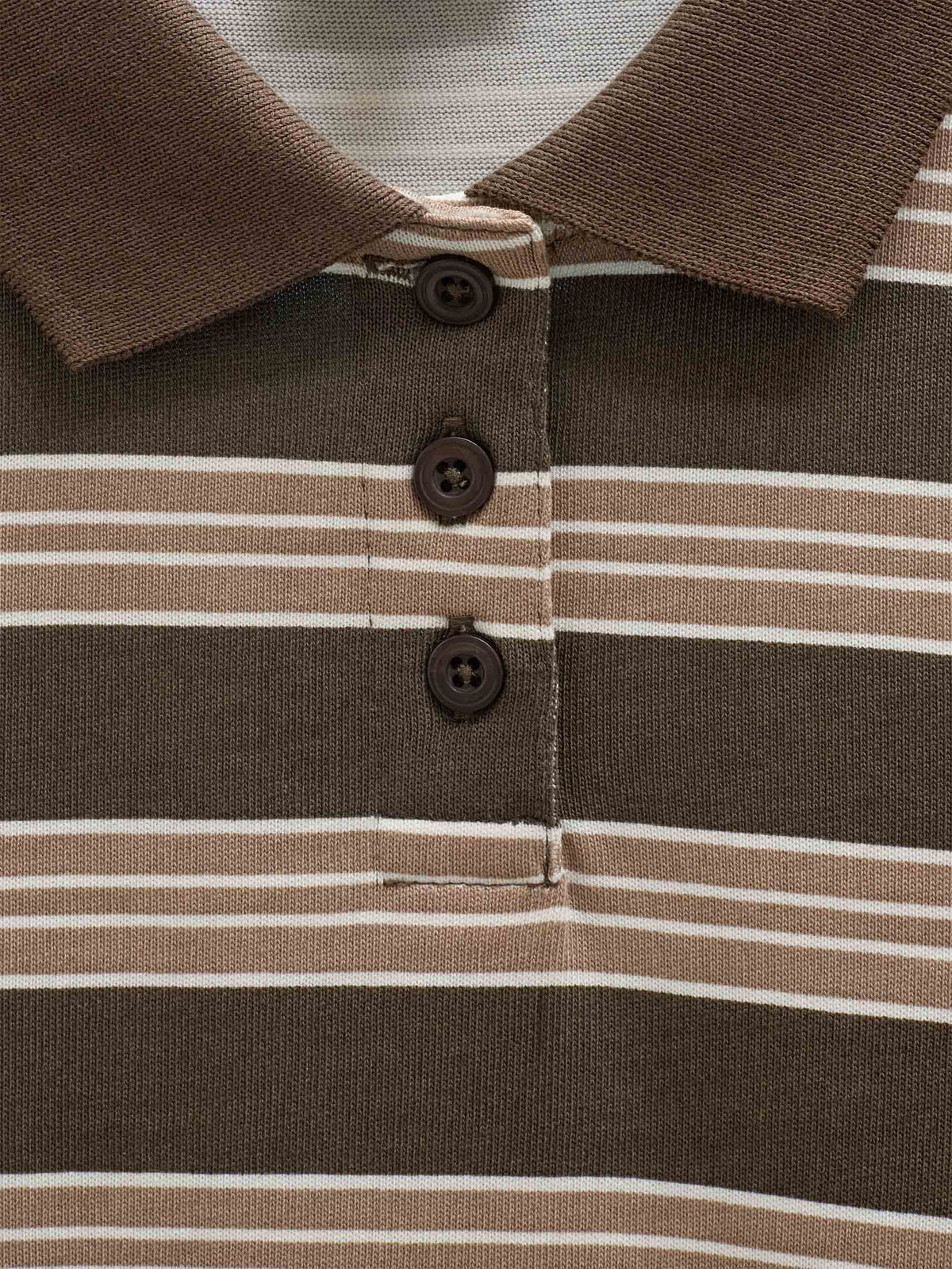 Striped Long-Sleeve Jersey Polo - Kids - Brown | 101695 Hope