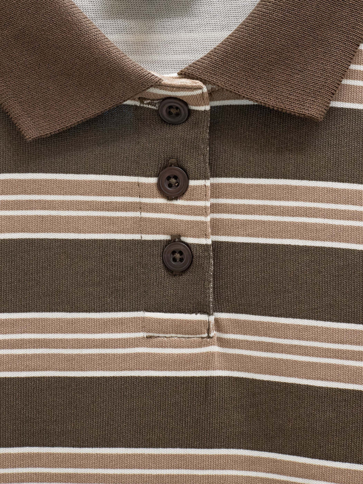 Striped Long-Sleeve Jersey Polo - Tween - Brown | 101696 Hope