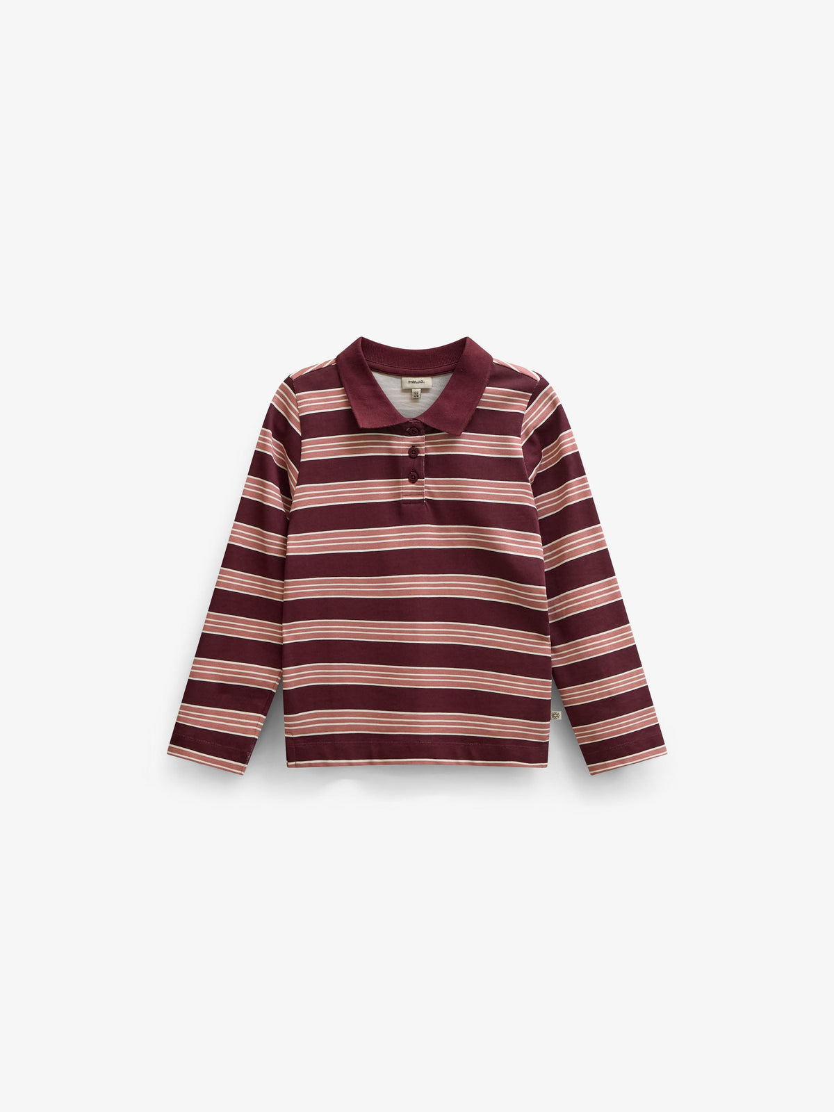 Striped Long-Sleeve Jersey Polo - Kids - Bordeaux | 101697 Hope