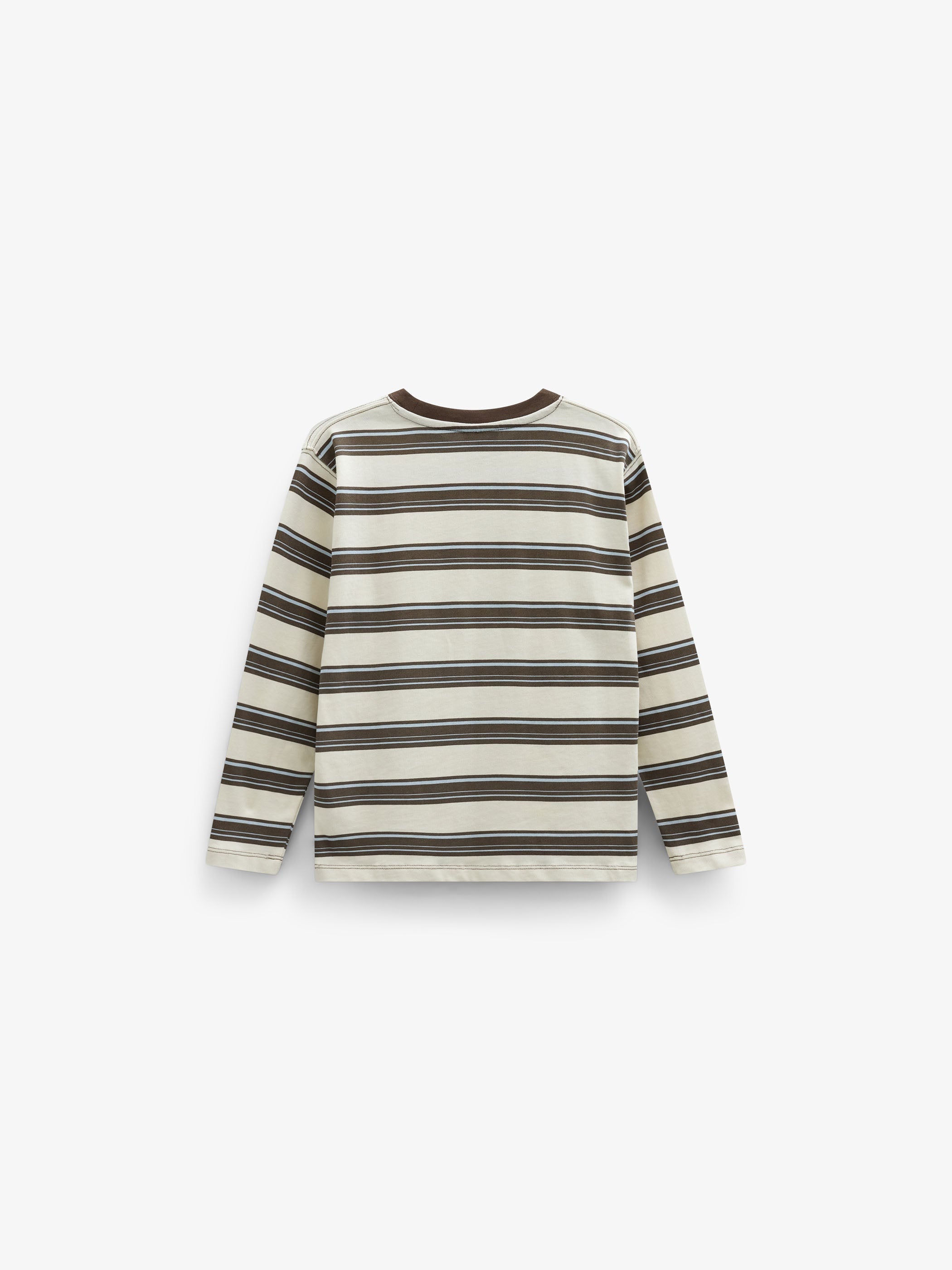 Striped Long-Sleeve T-Shirt - Tween - Offwhite/Brown | 101702 Hugo