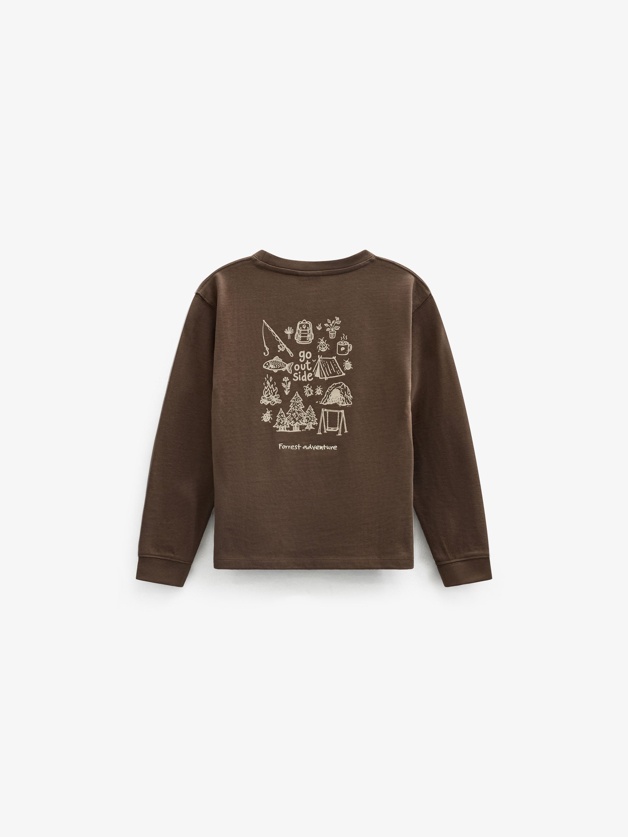Long-Sleeve T-Shirt with Back Print - Kids - Brown | 101709 Weston