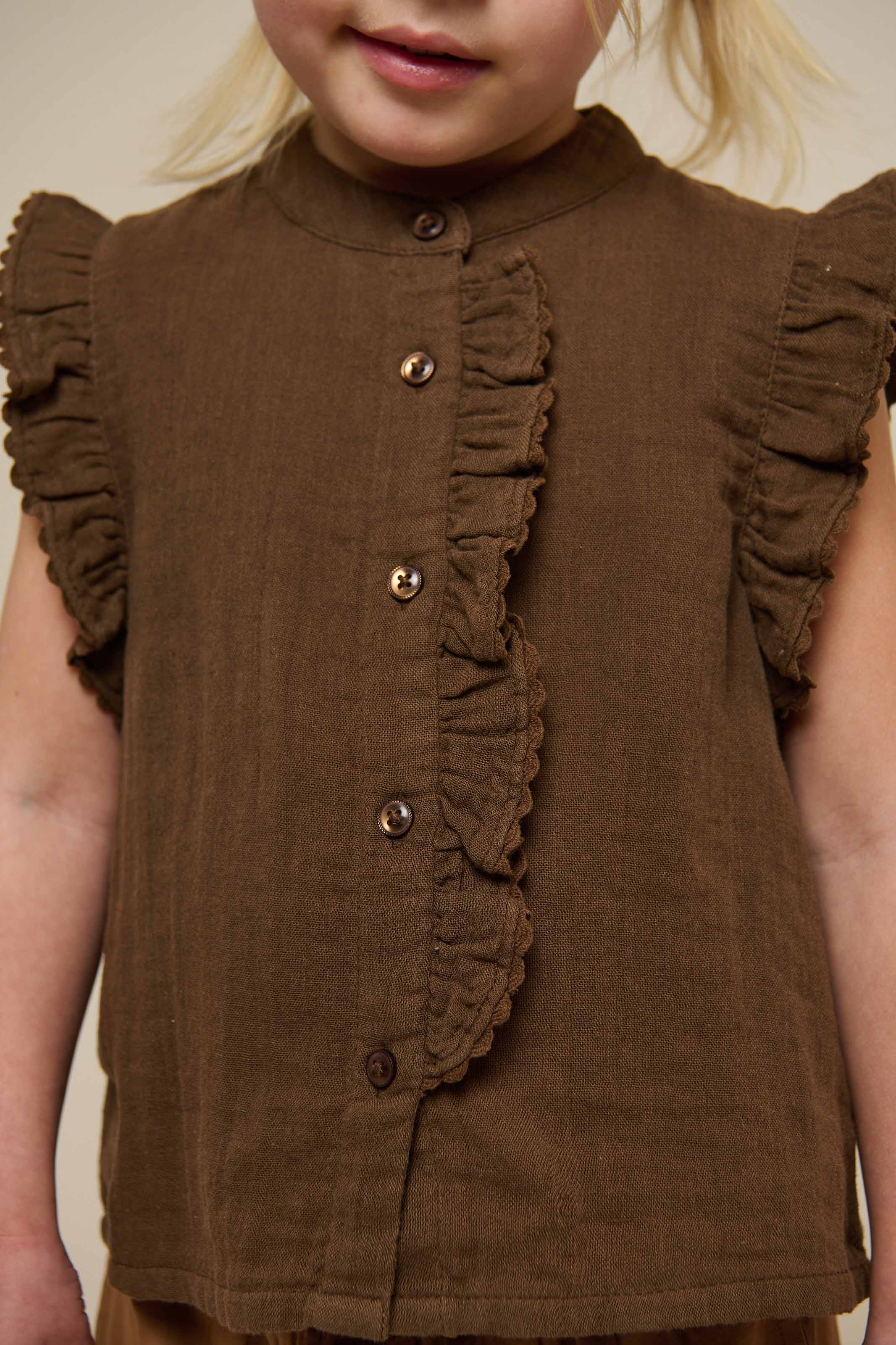 Gauze Sleeveless Top - Kids - Dark Brown | 100928 Jasmine