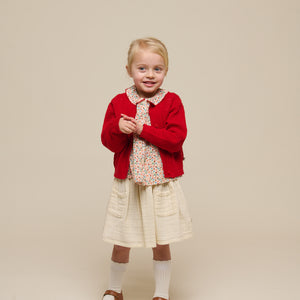 Cotton Knit Cardigan - Kids - Cherry Red | 101269 Katie