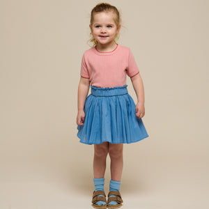 Pointelle t-shirt with contrast picot - Kids - Rose Tan | 101287 Drew