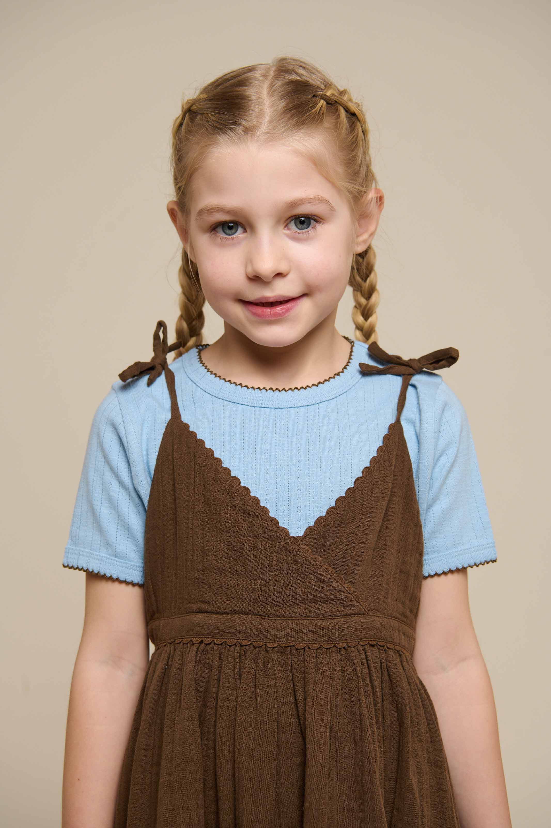 Pointelle t-shirt with contrast picot - Tween - Powder Blue | 101286 Drew