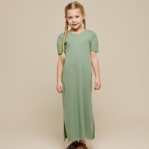 Modal Rib Long T-shirt Dress - Tween - Dusty Green | 101295 Lottie