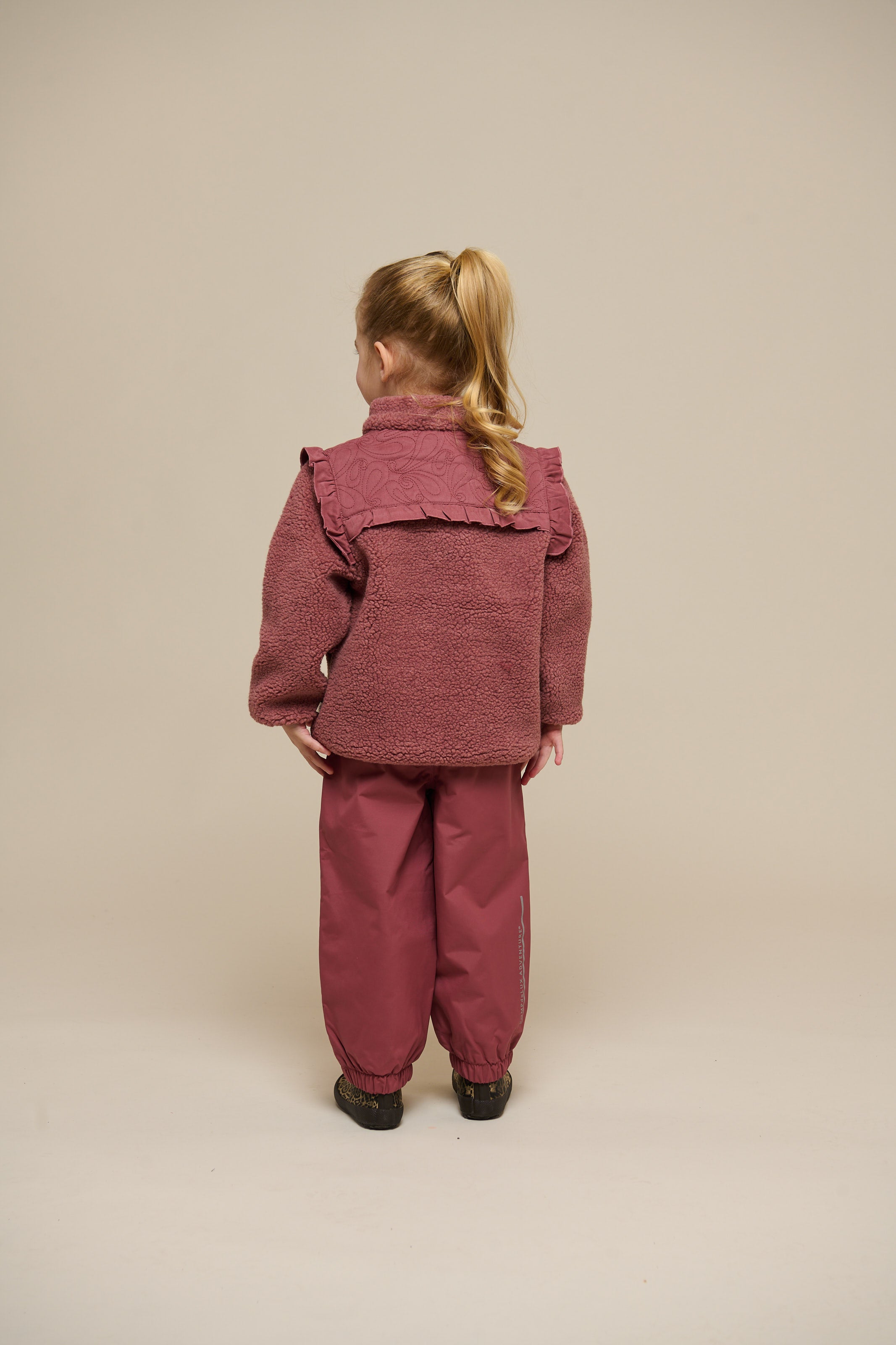Pile Zip Jacket with Frills - Kids - Old Rose | 100636 Madison