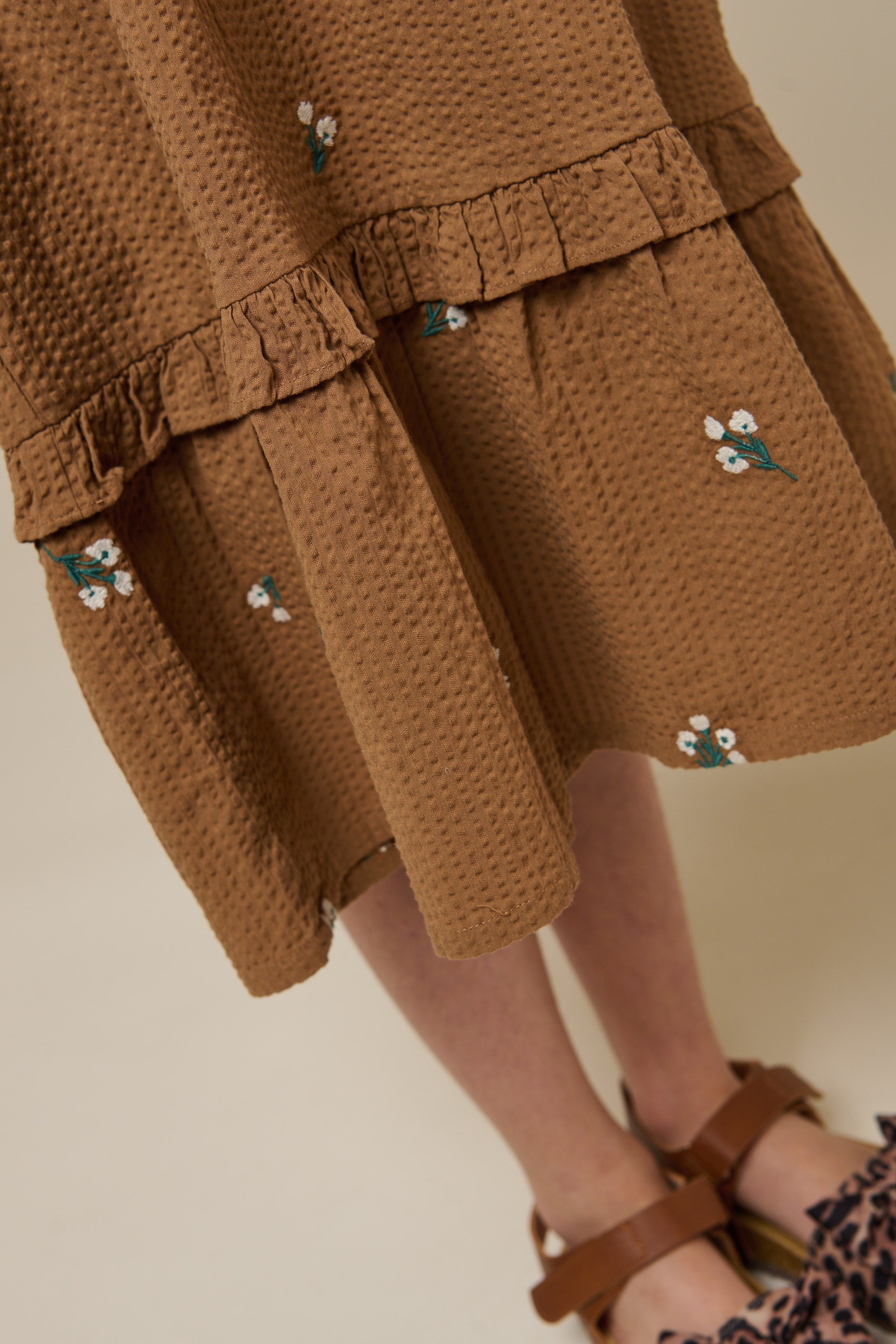 Embroidered Seersucker Dress - Tween - Coconut | 100979 Nora