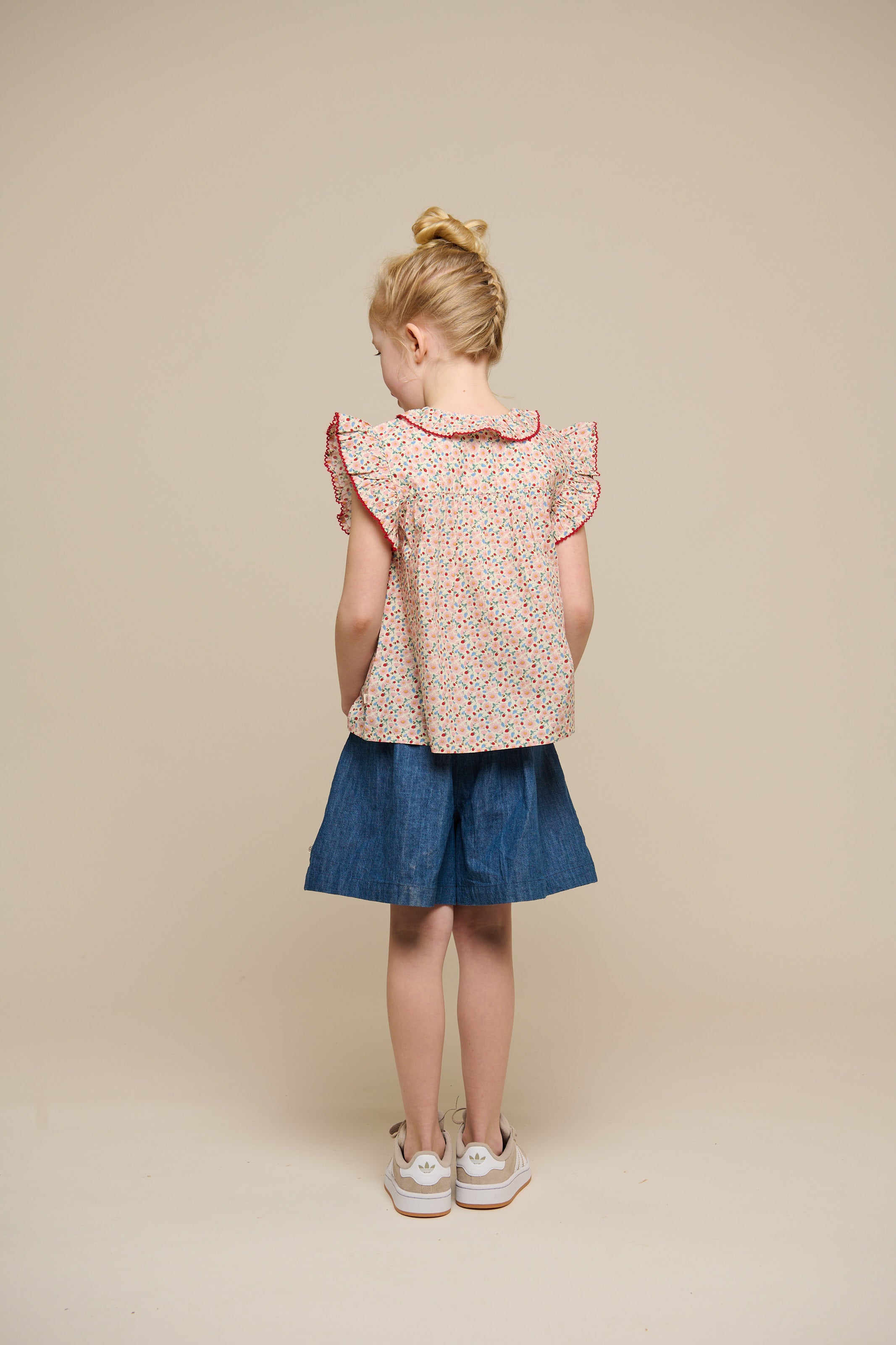 Flower Printed Poplin Frill Top - Tween - Rose | 100949 Poppy