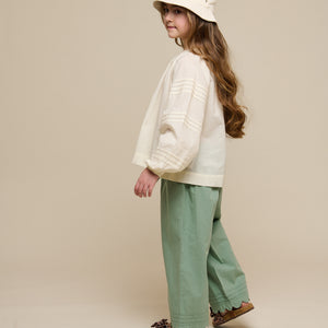 Poplin Trouser with Scallop Edge - Tween - Dusty Green | 101080 Joy