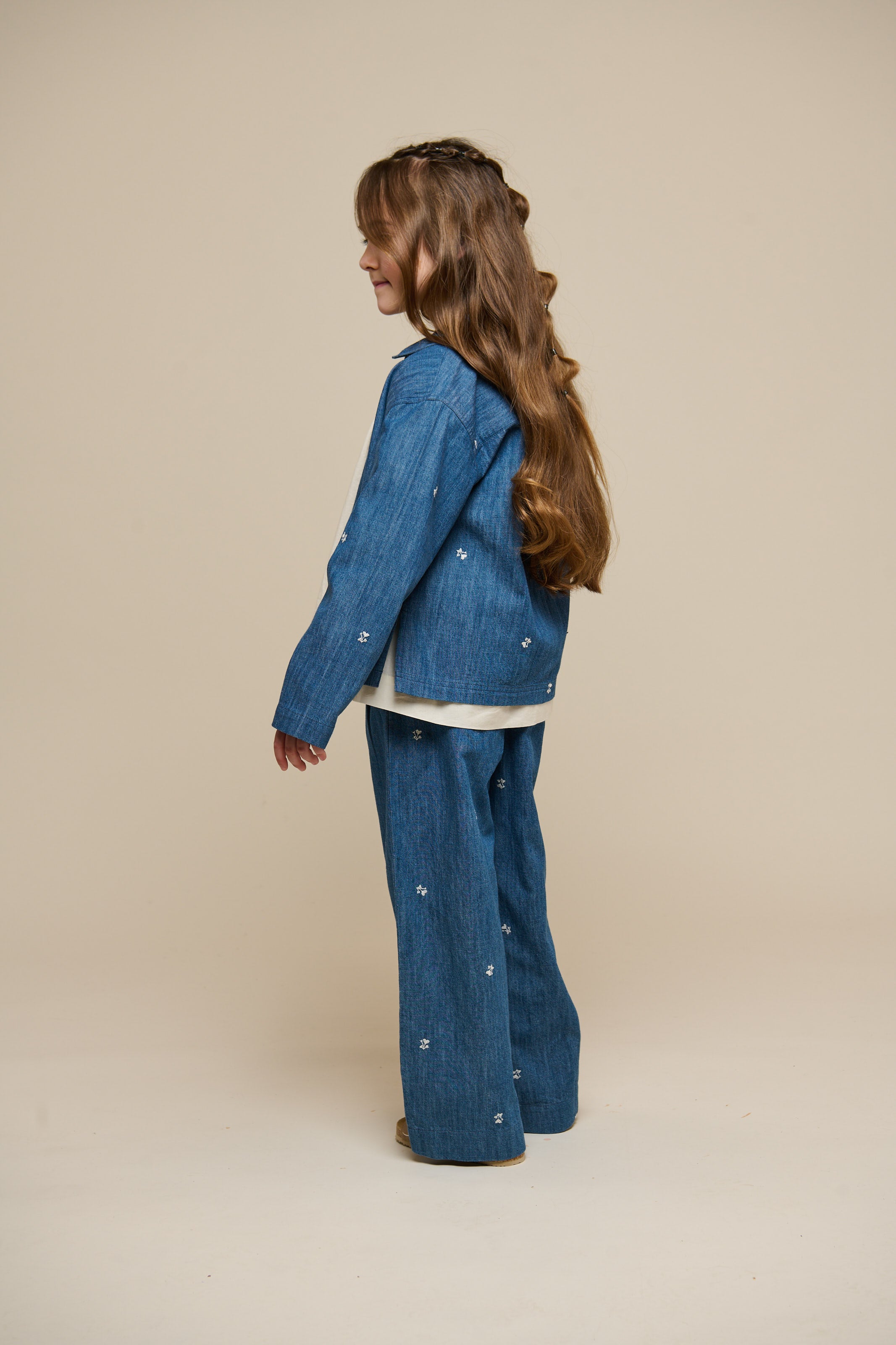 Embroidered Light Denim Trousers - Tween - Blue Denim | 101081 Isabella