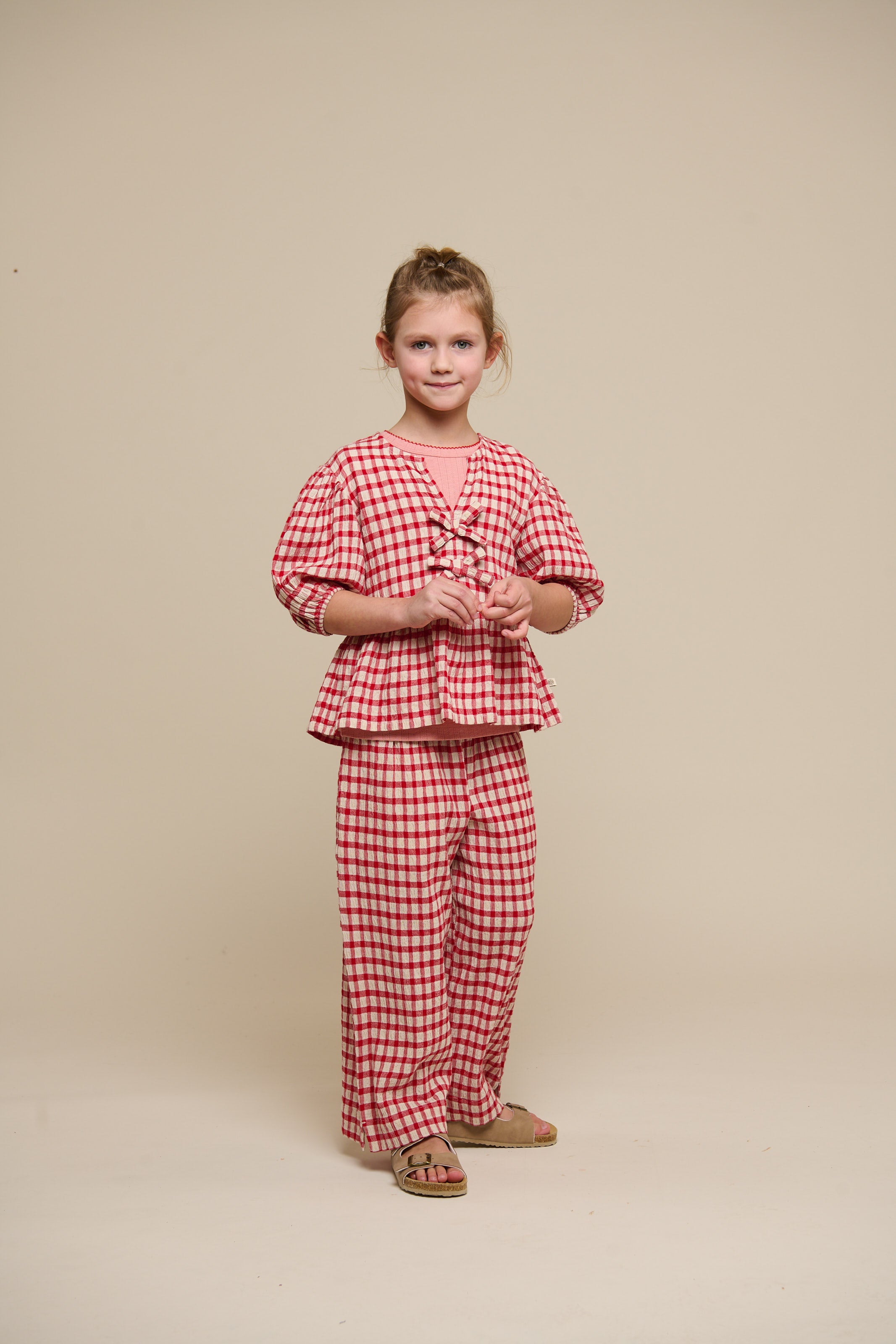 Checked Cotton Blouse - Tween - Cherry Red | 100909 Bonnie
