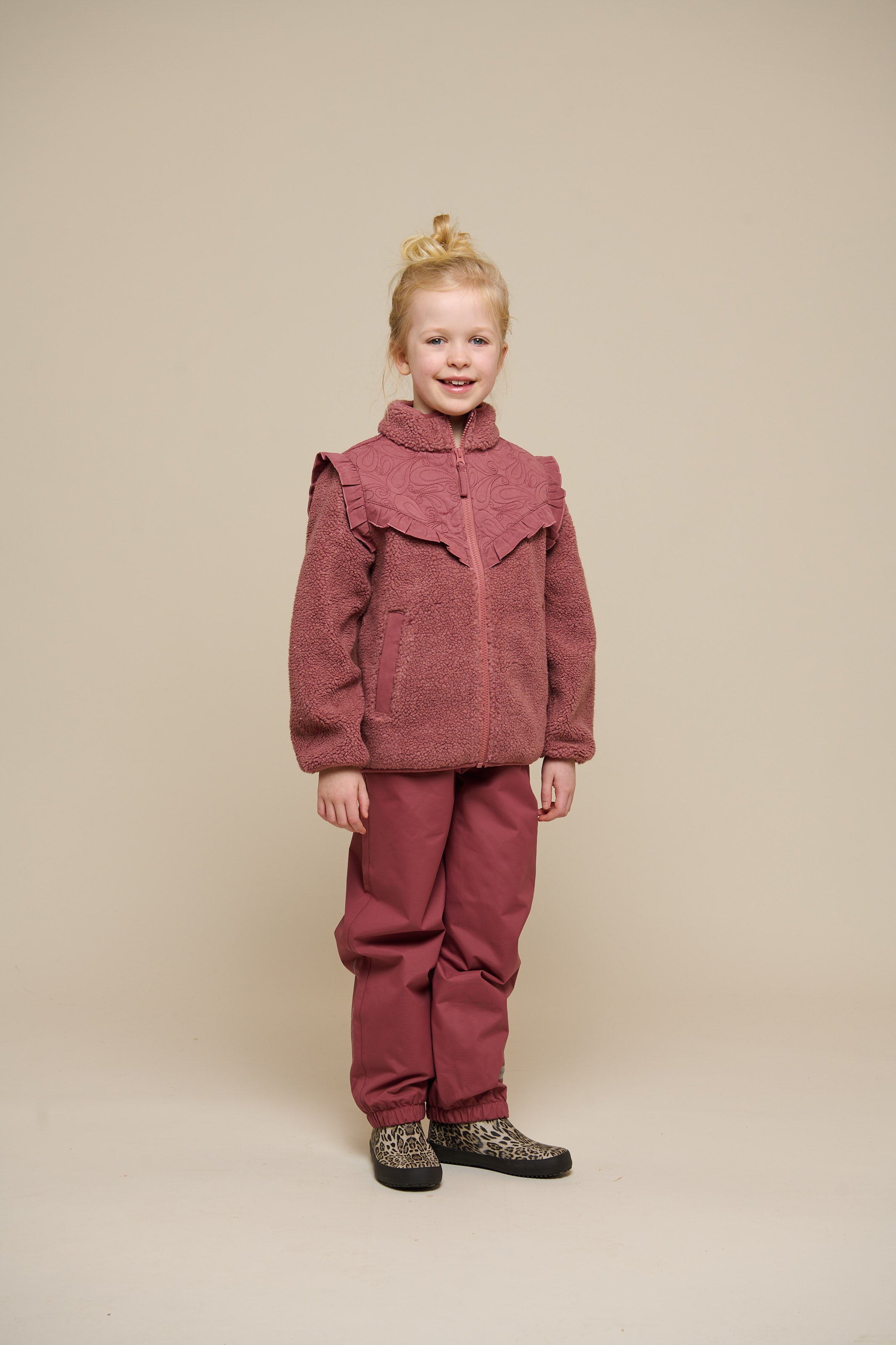 Pile Zip Jacket with Frills - Tween - Old Rose | 100637 Madison