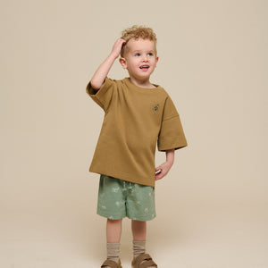 Printed Linen Mix Shorts - Kids - Dusty Green | 101169 William