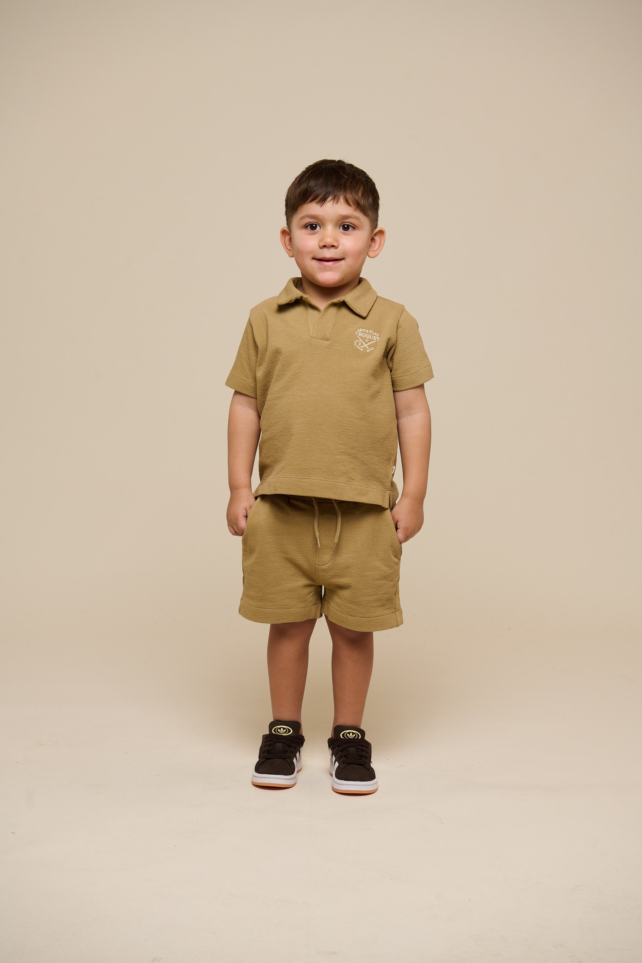 Textured Jersey Shorts - Kids - Khaki | 101221 Sonny