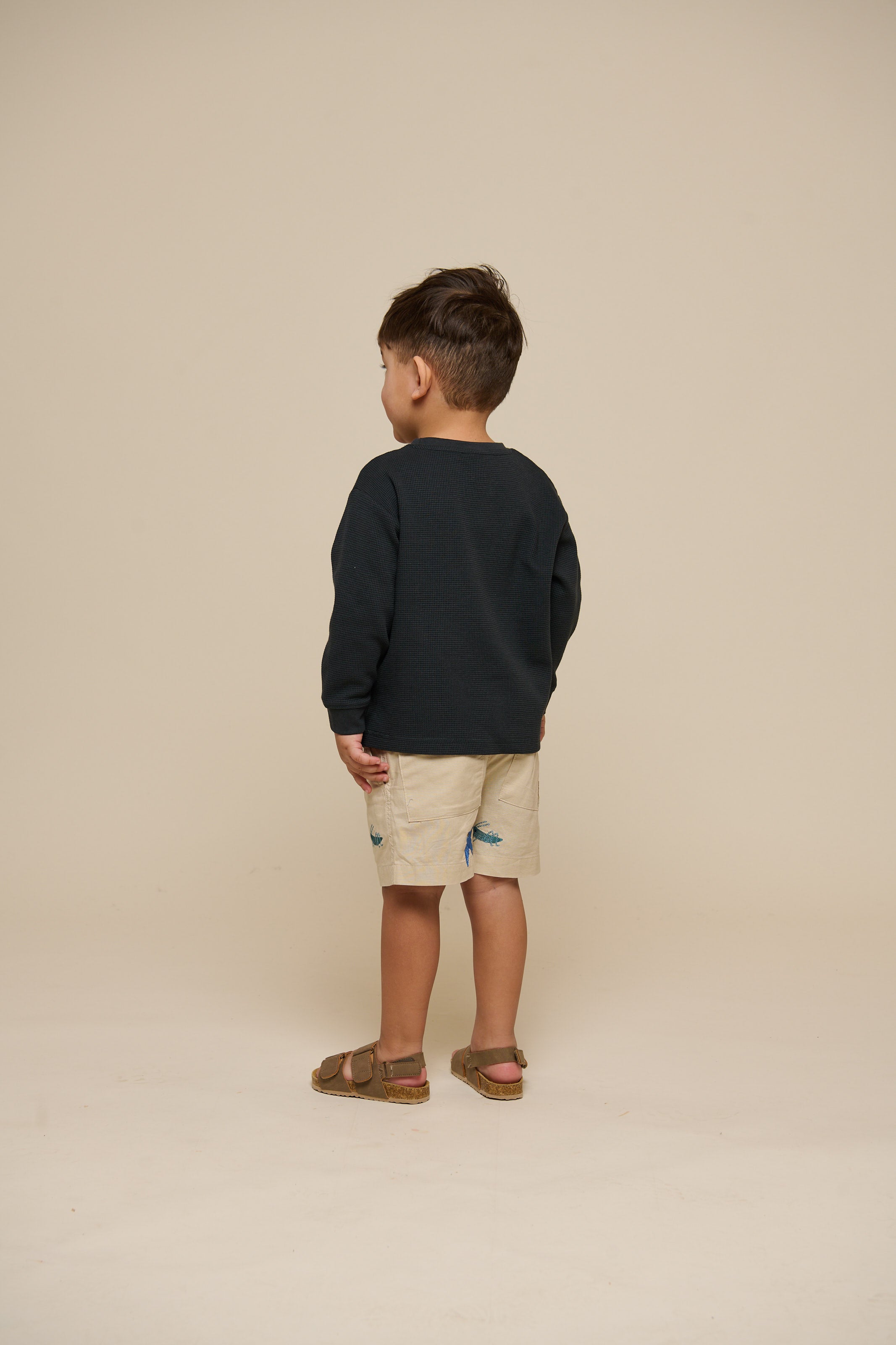 Textured Long Sleeve T-Shirt - Kids - Forest Green | 100707 Malthe