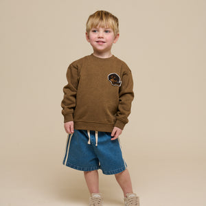 Baggy Denim Shorts with Tape - Kids - Blue Denim | 101142 Callum