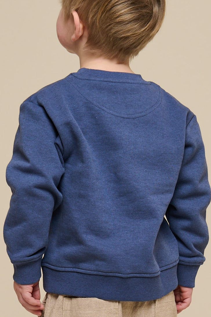 Crewneck Sweatshirt - Kids - Indigo Blue Melange | 100888 Justin