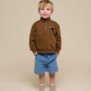Half Zip Sweatshirt - Kids - Coffee | 100808 Tristan