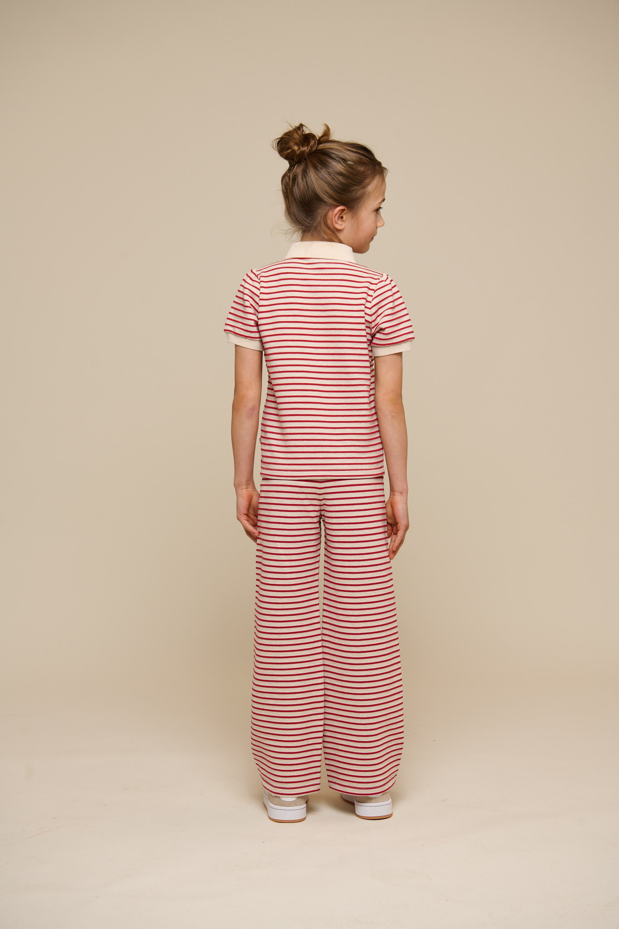Striped Wide-leg Jersey Trousers - Tween - Cherry Red | 100996 Emmie