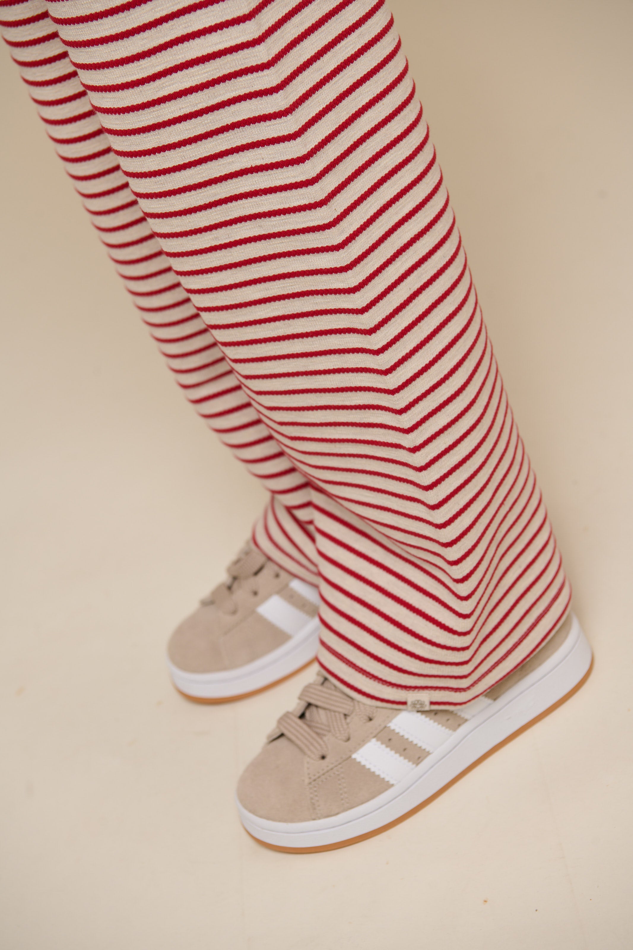 Striped Wide-leg Jersey Trousers - Tween - Cherry Red | 100996 Emmie