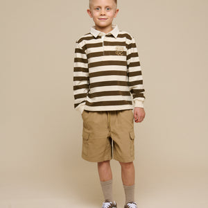 Striped Polo Sweatshirt - Tween - Dark Brown/Offwhite | 101398 Marco