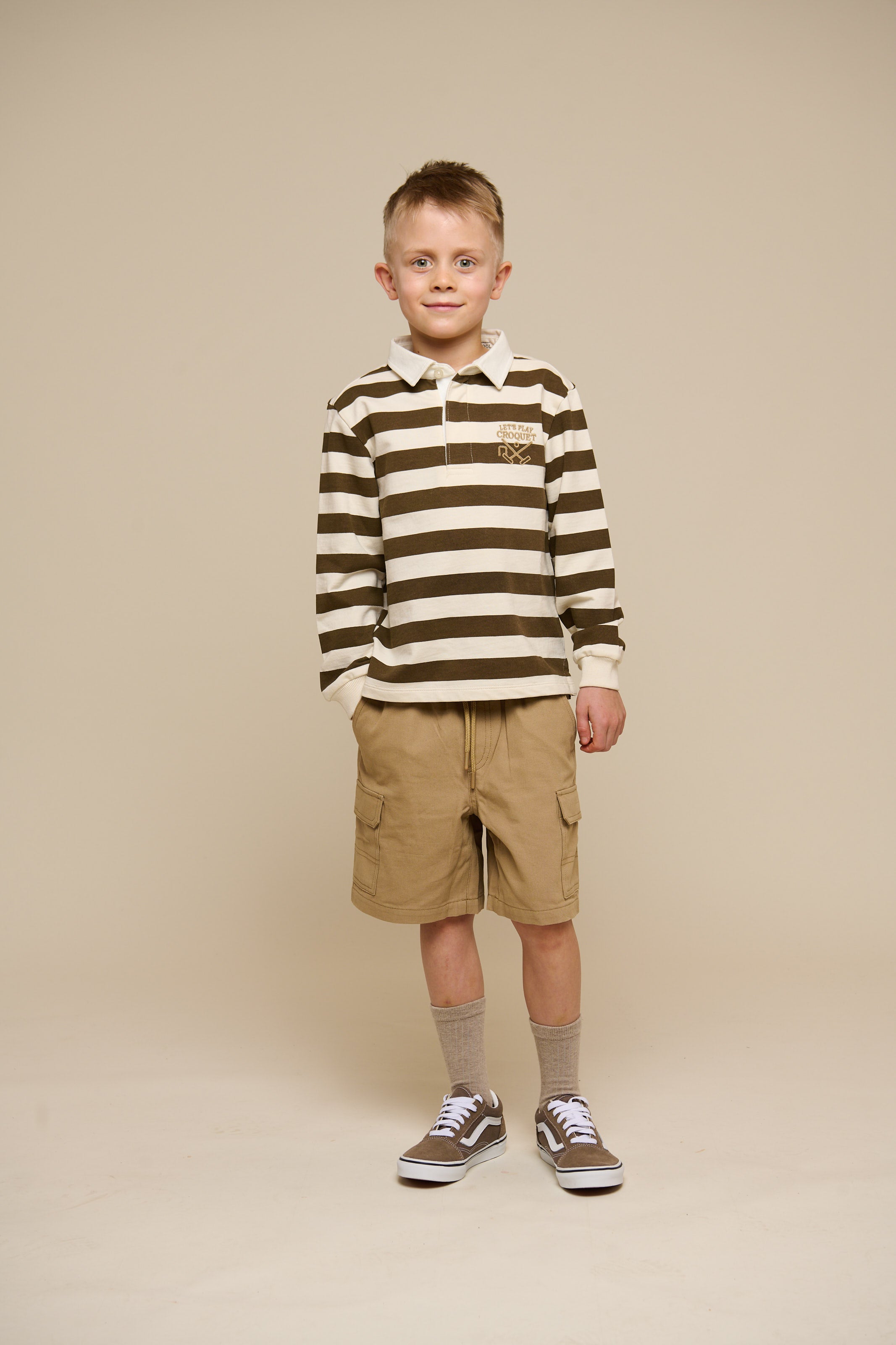 Striped Polo Sweatshirt - Tween - Dark Brown/Offwhite | 101398 Marco