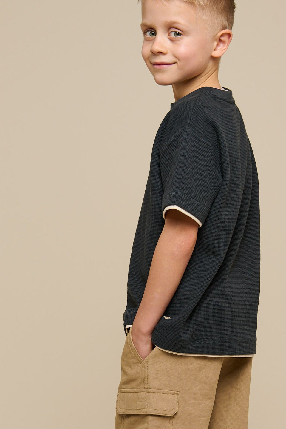 Textured Short Sleeve T-Shirt - Tween - Forest Green | 100714 Malthe