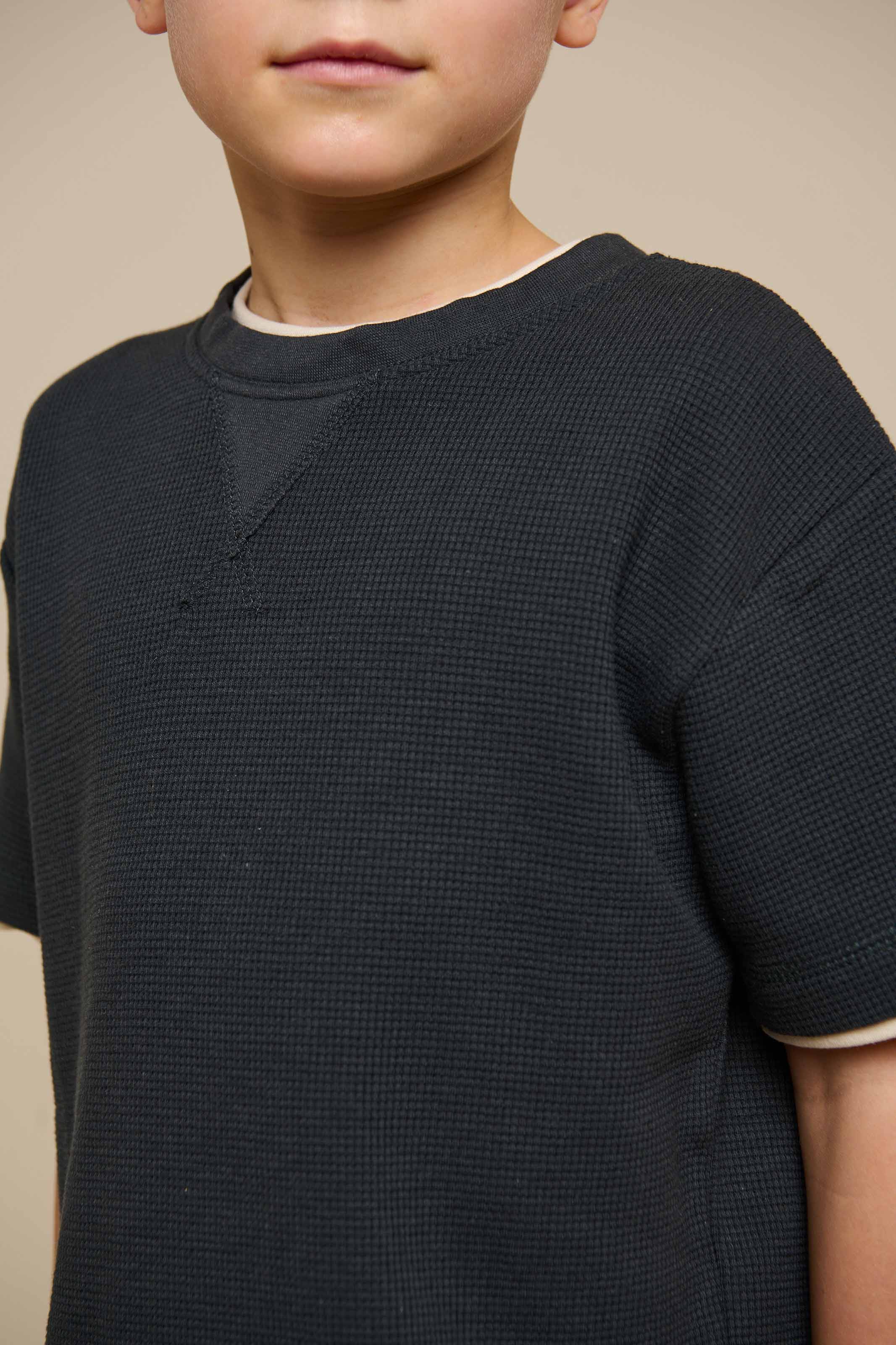 Textured Short Sleeve T-Shirt - Tween - Forest Green | 100714 Malthe