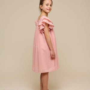 Cotton Dress with Ric Rac Frill - Tween - Rose Tan | 101065 Alma