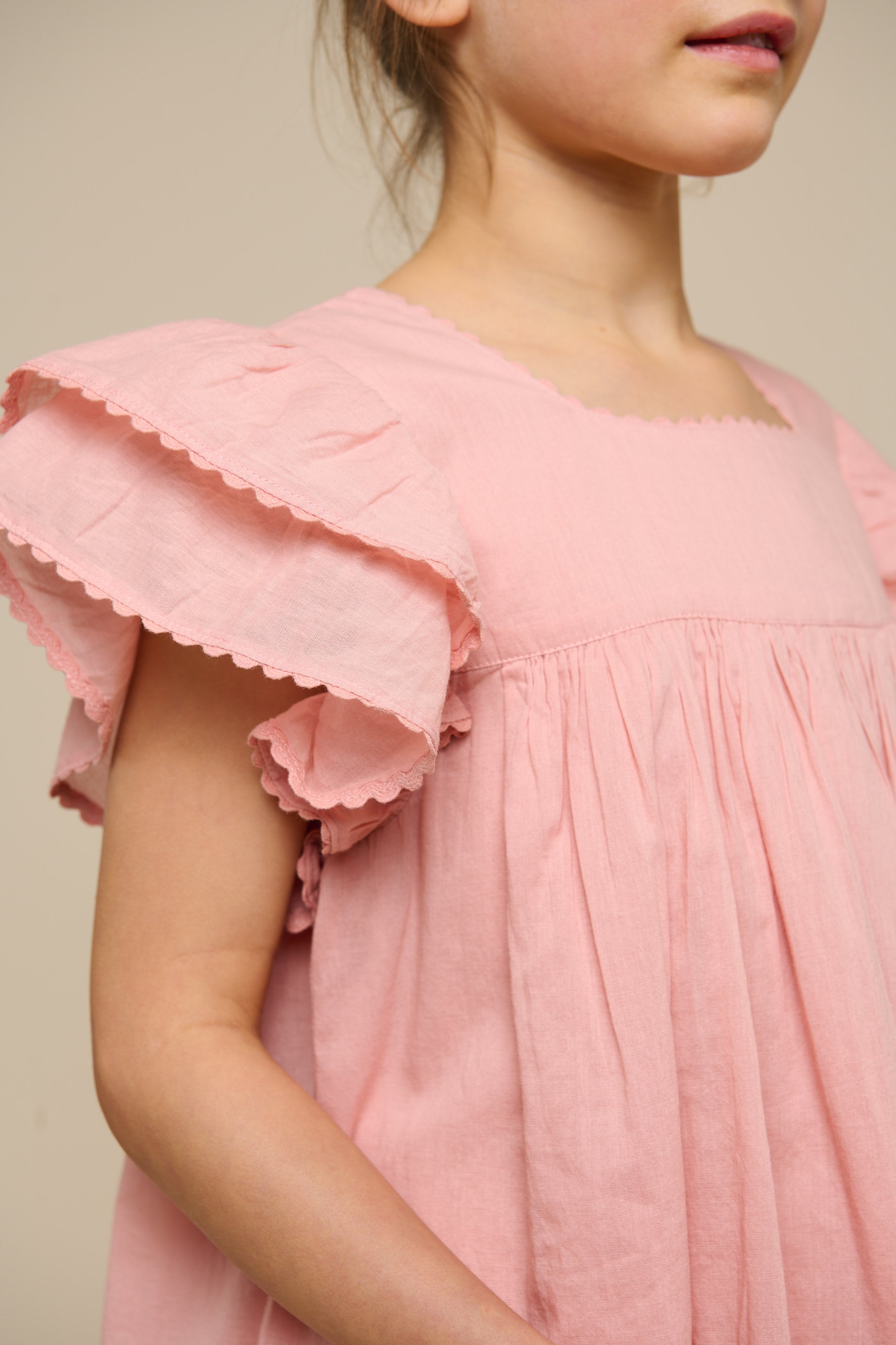 Cotton Dress with Ric Rac Frill - Tween - Rose Tan | 101065 Alma