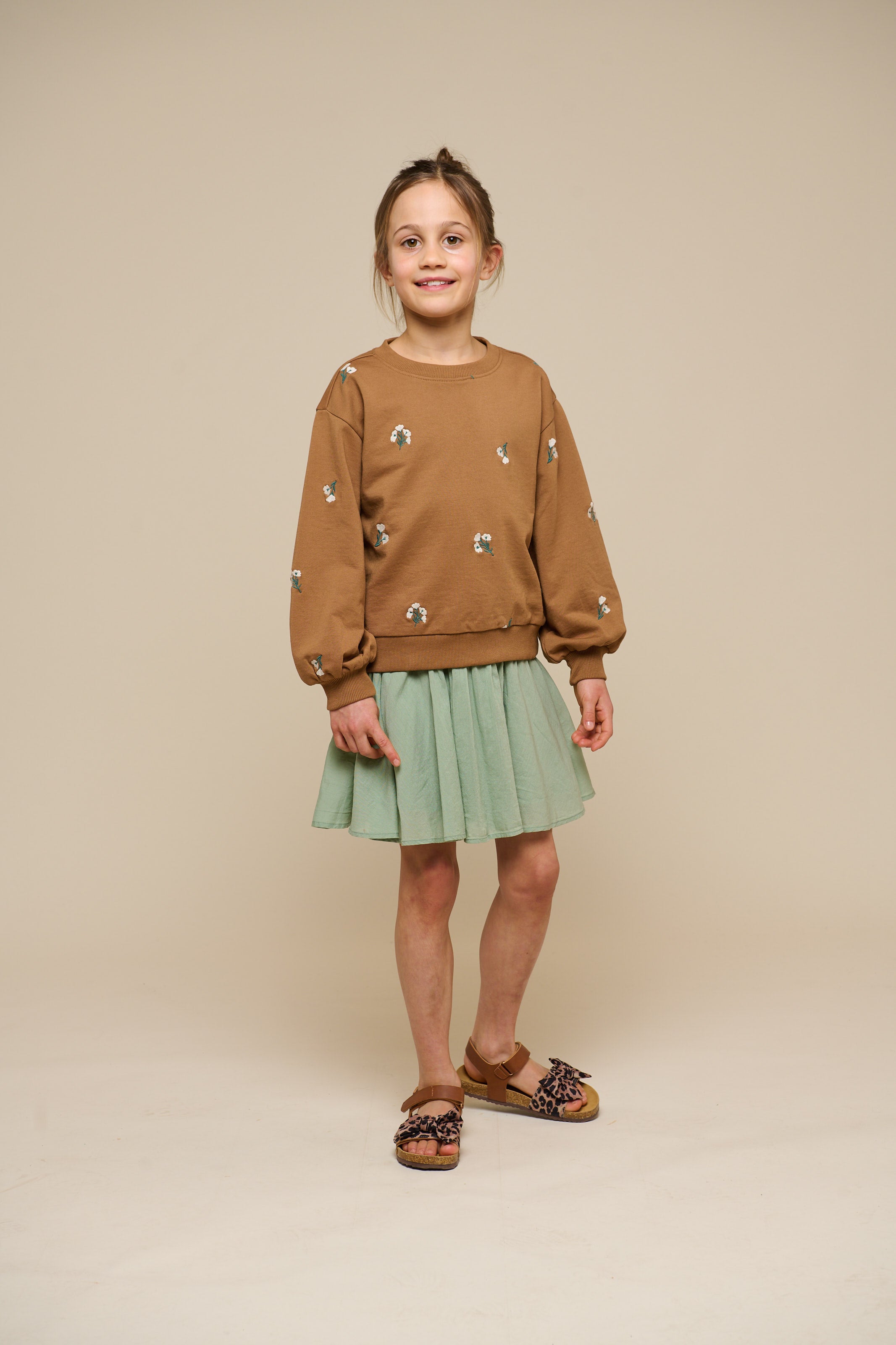 Embroidered Crewneck Sweatshirt - Tween - Coconut | 101214 Kimber