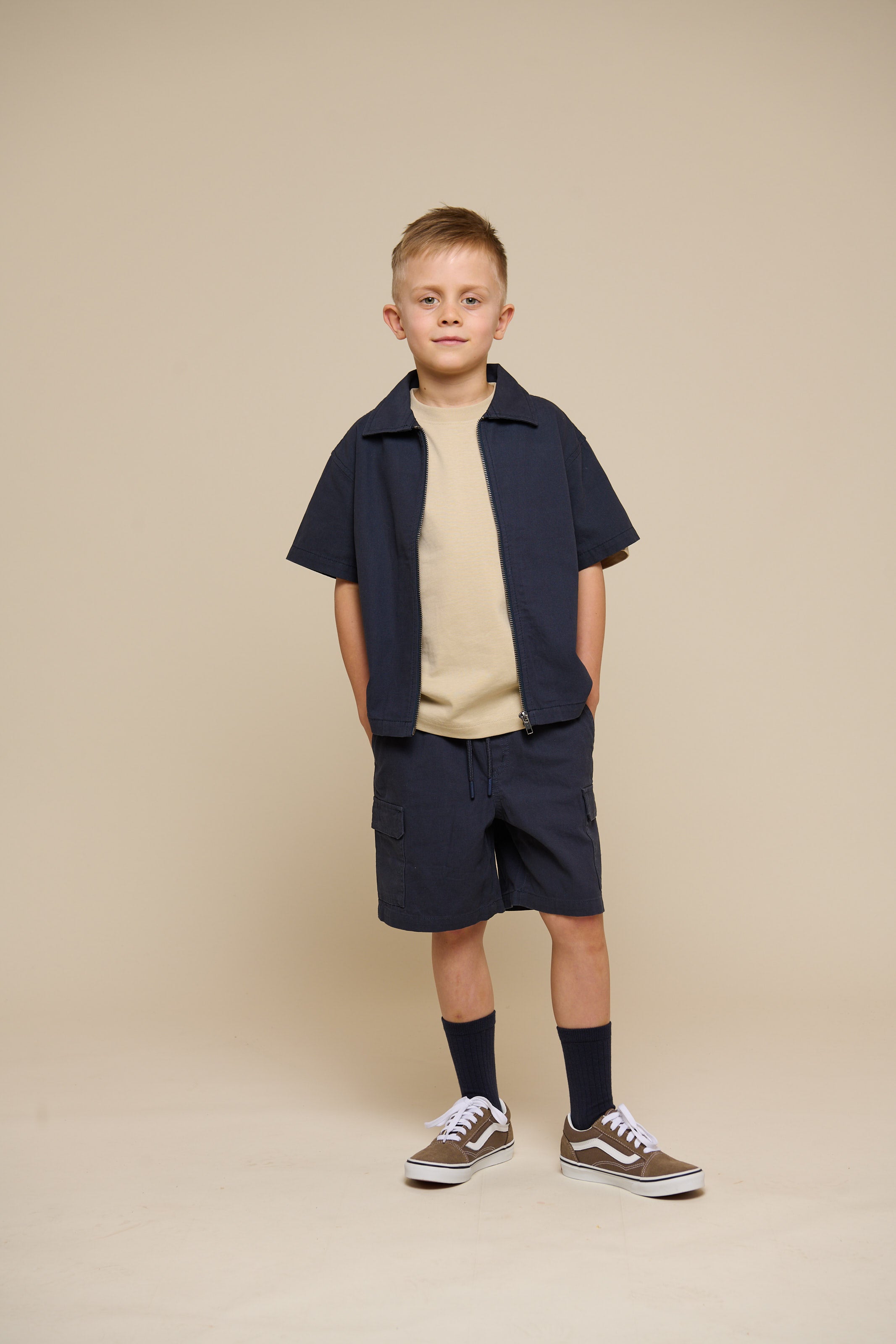 Canvas Shirt Jacket with Zipper - Tween - Navy | 101127 Isack