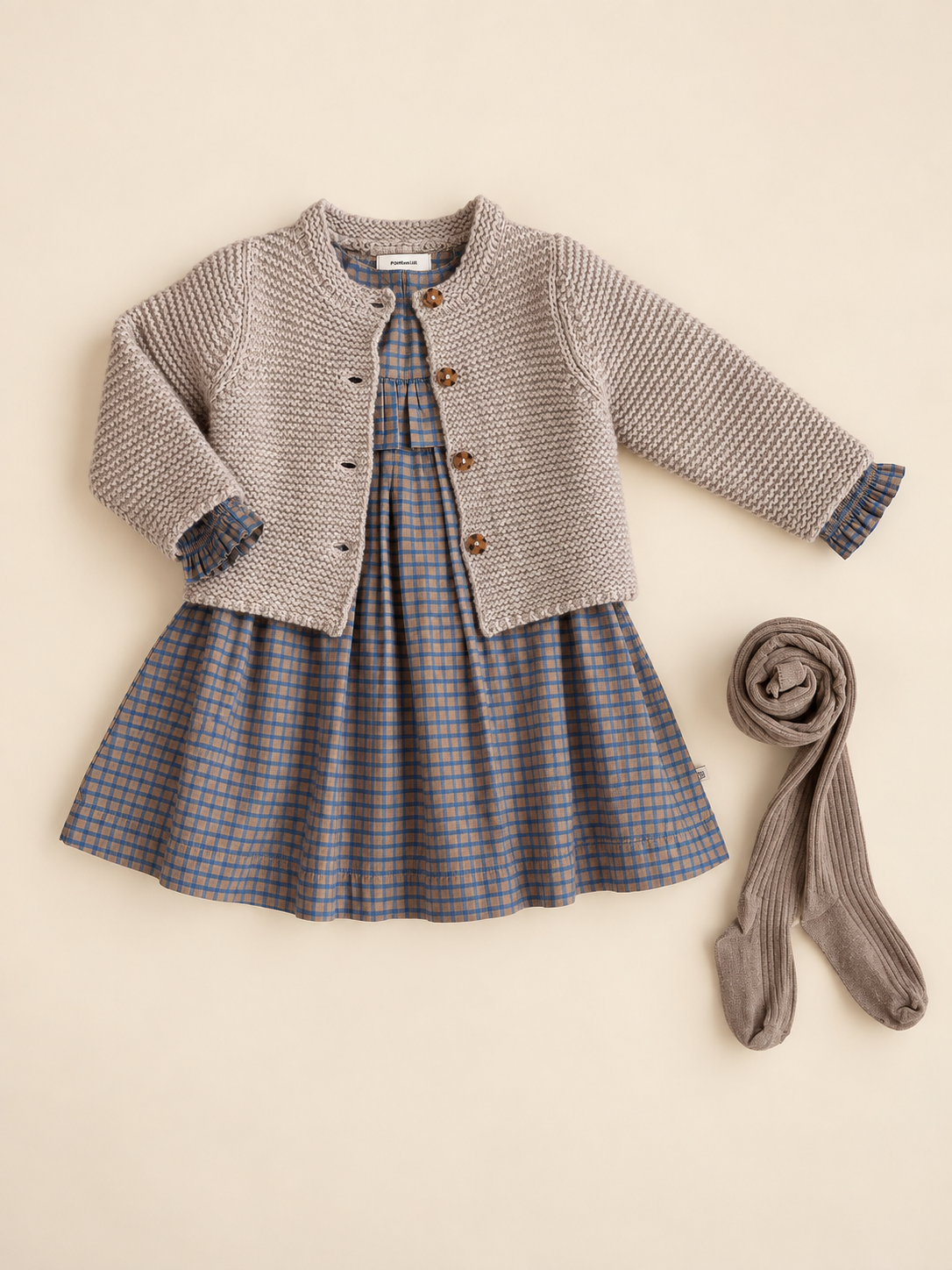 Ruffle Yoke Poplin Dress - Kids - Blue Check | 101441 Julia