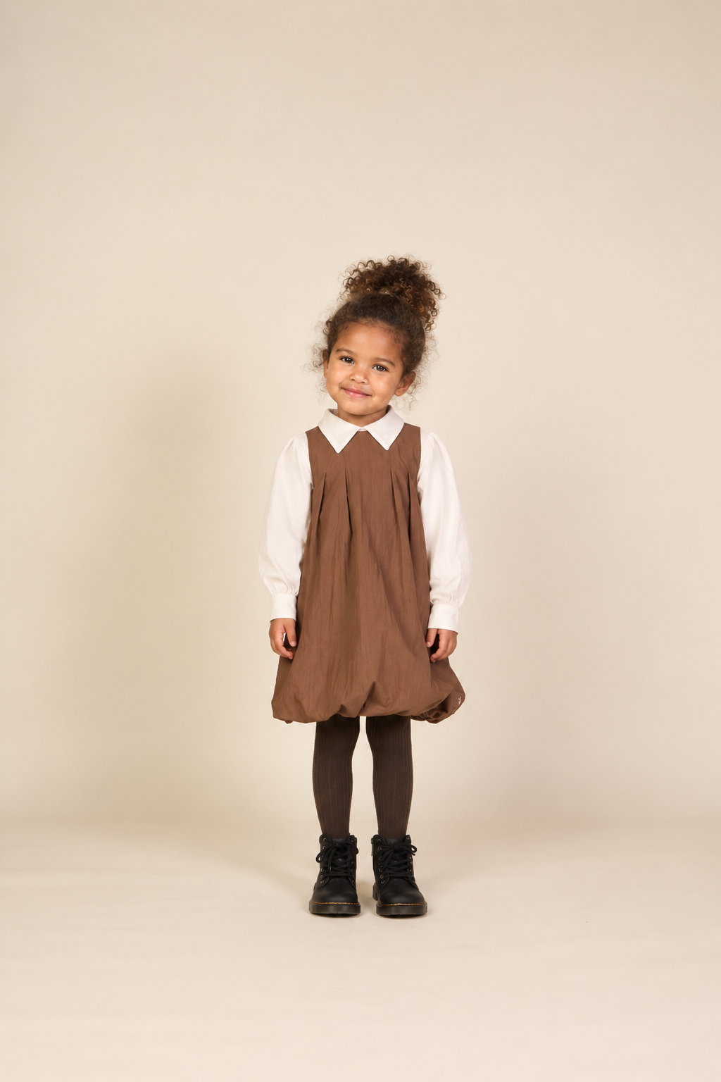 Bubble Hem Dress - Kids - Brown | 101513 Celeste