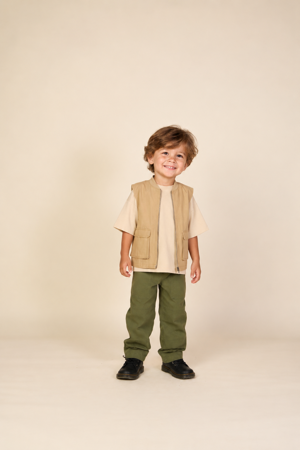 Canvas Cargo Gilet - Kids - Khaki | 101128 Isack