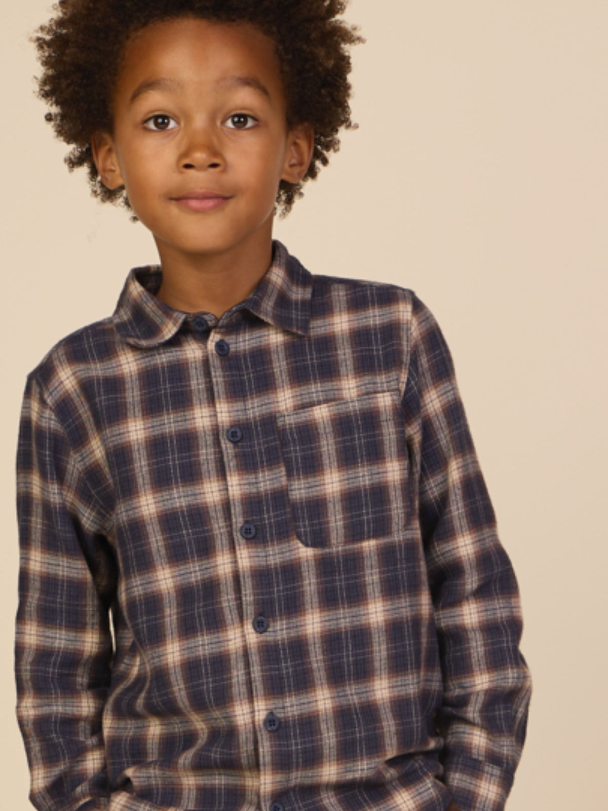 Checked Flannel Shirt - Tween - Navy/Beige | 101650 Edwin